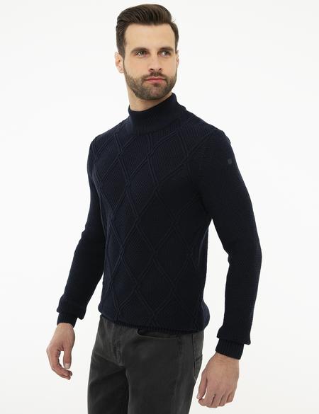 Koyu Lacivert Slim Fit Triko Kazak - 50209945069