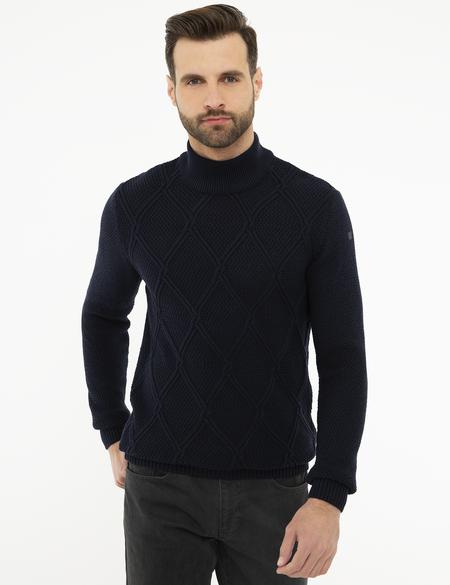 Koyu Lacivert Slim Fit Triko Kazak - 50209945069