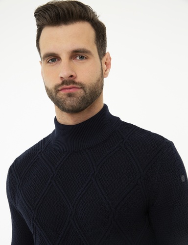 Koyu Lacivert Slim Fit Triko Kazak