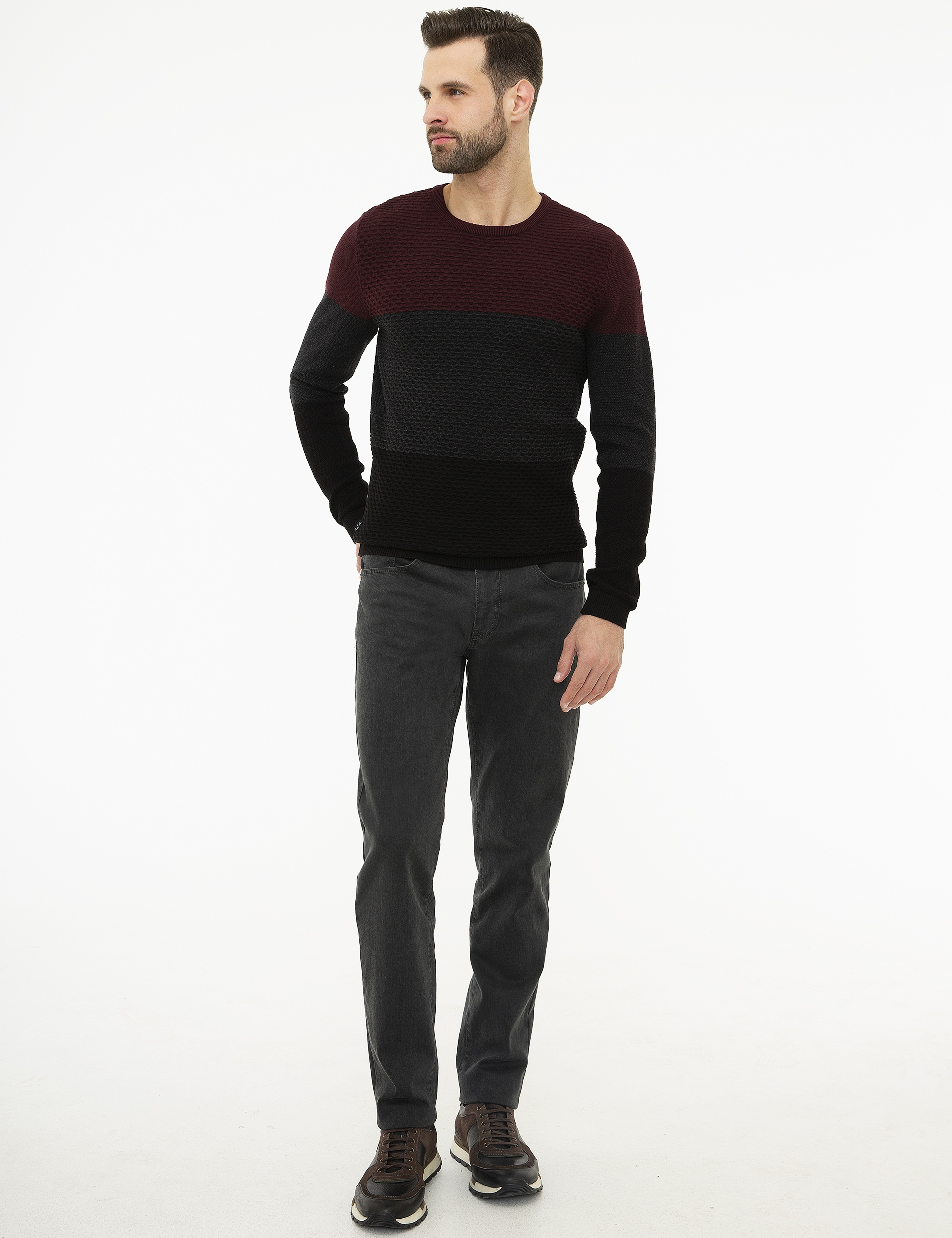 Bordo Real Slim Fit Triko Kazak - Image 5