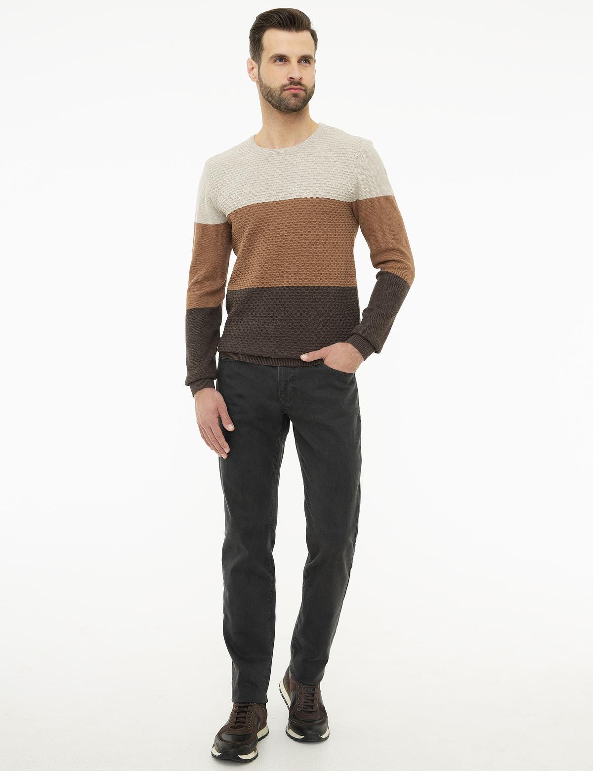 Kum Melanj Real Slim Fit Bisiklet Yaka Triko Kazak - 50209934044