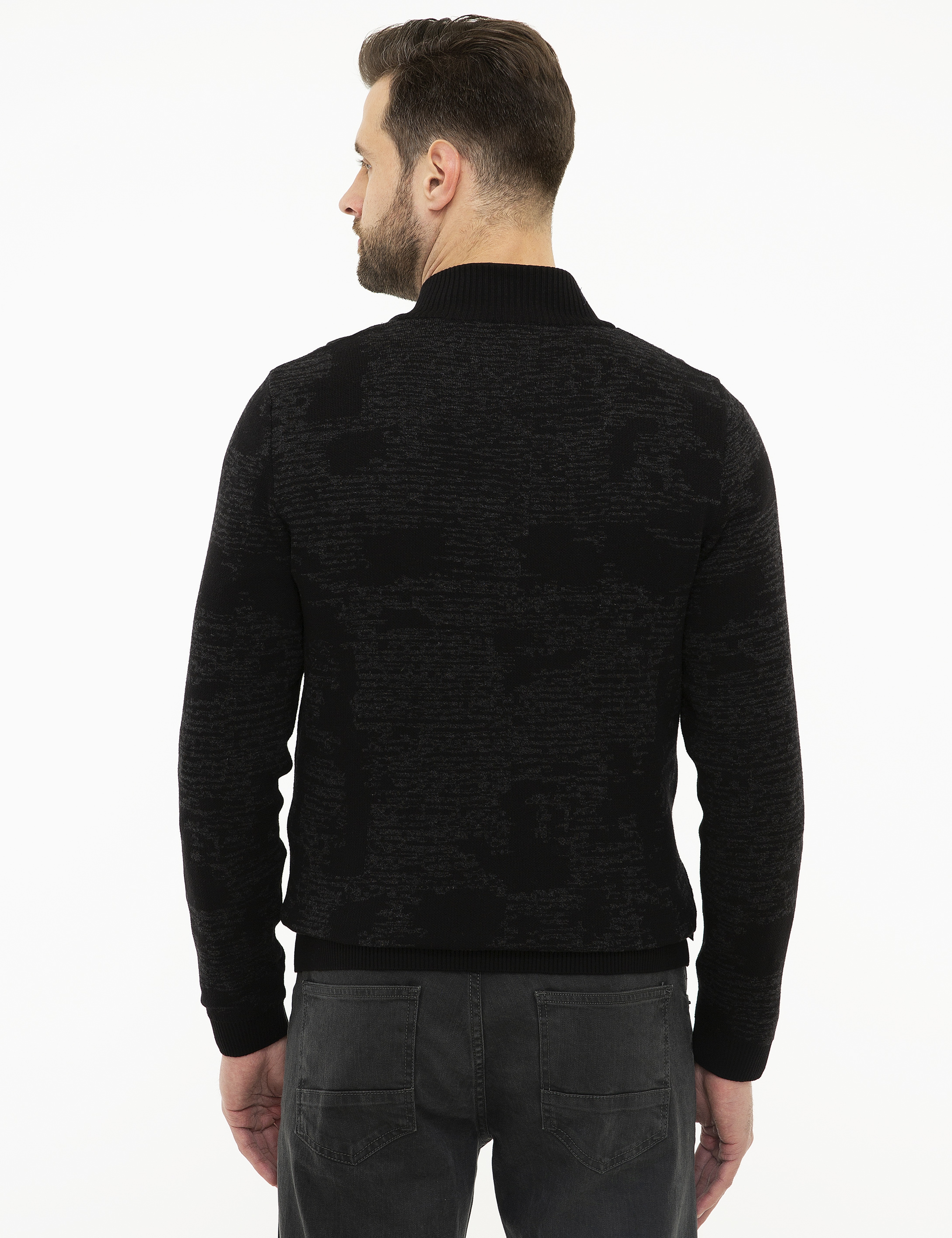 Siyah Slim Fit Triko Hırka - Image 4