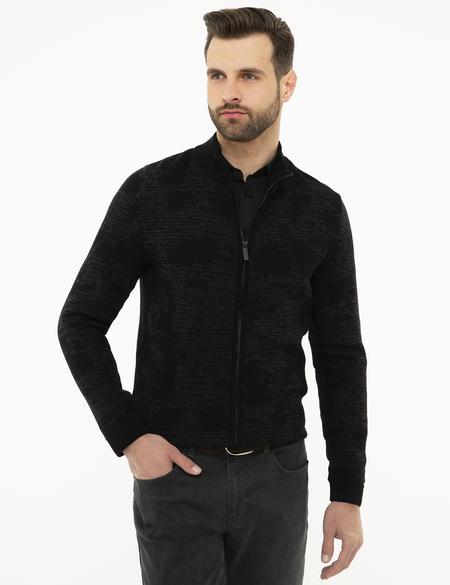 Siyah Slim Fit Triko Hırka - 50210546011