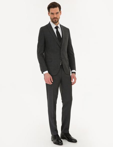 Ekose Füme Ekstra Slim Fit Yelekli Takım Elbise - 50209092011