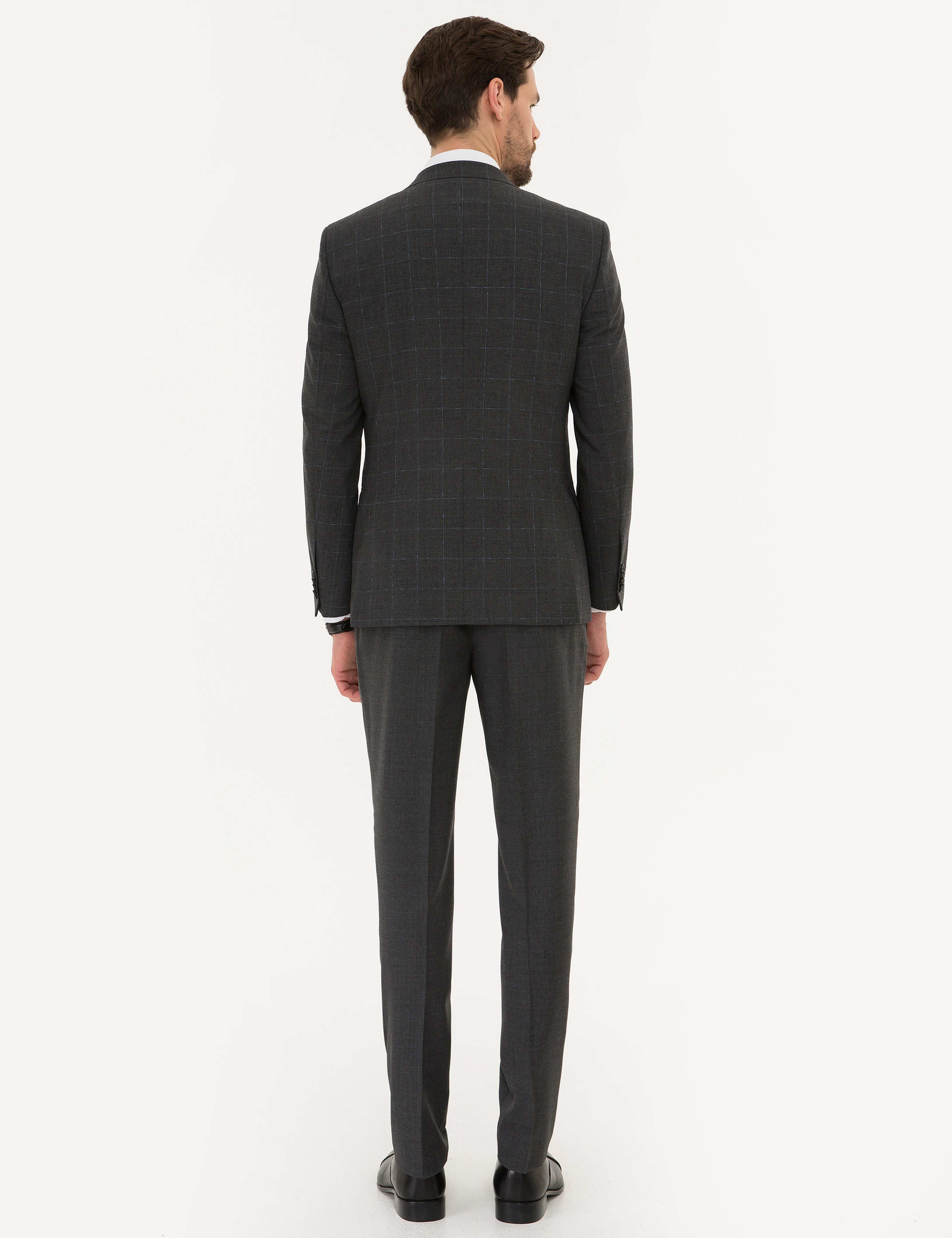 Ekose Füme Ekstra Slim Fit Yelekli Takım Elbise - Image 5
