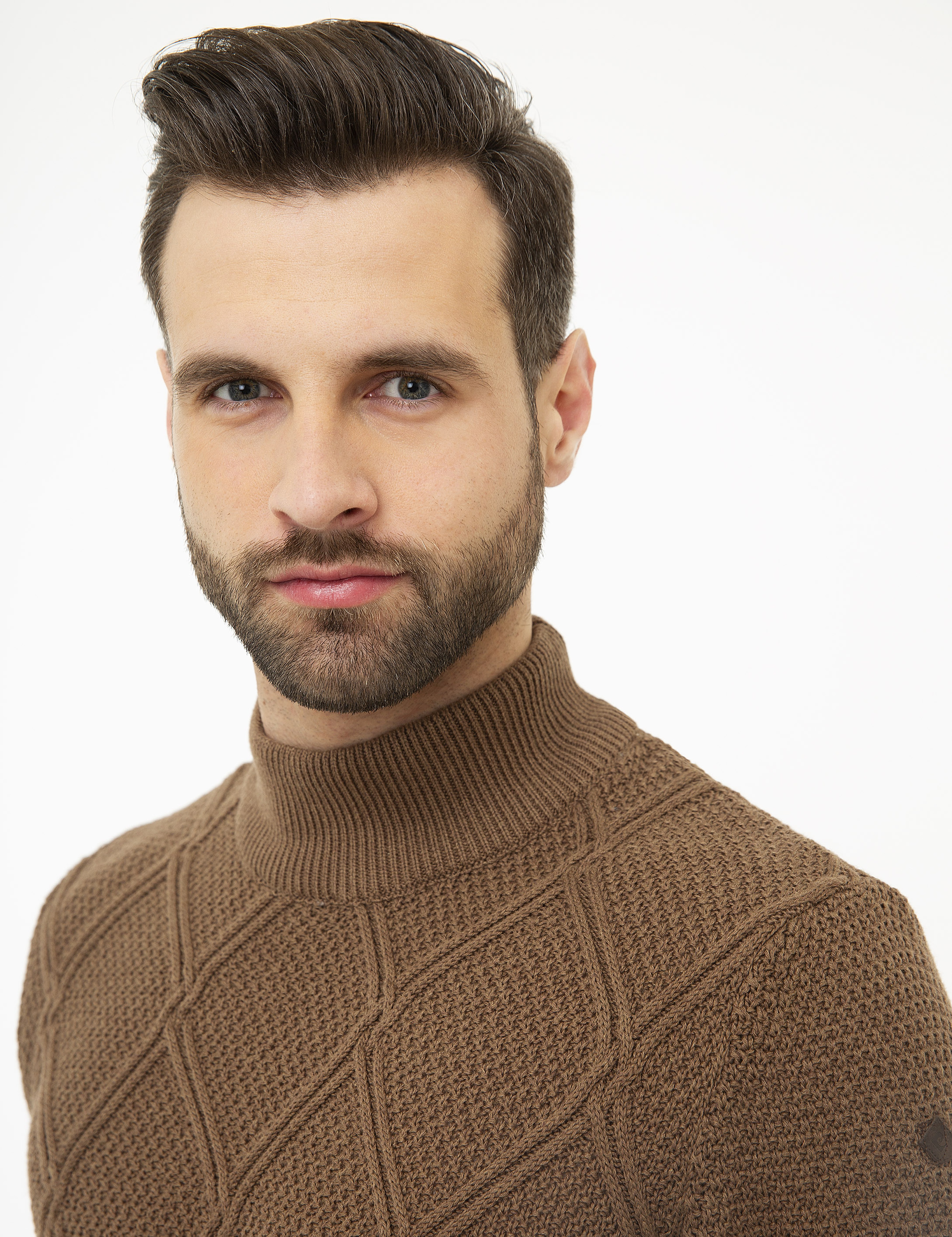 Açık Kahverengi Slim Fit Triko Kazak - Image 2