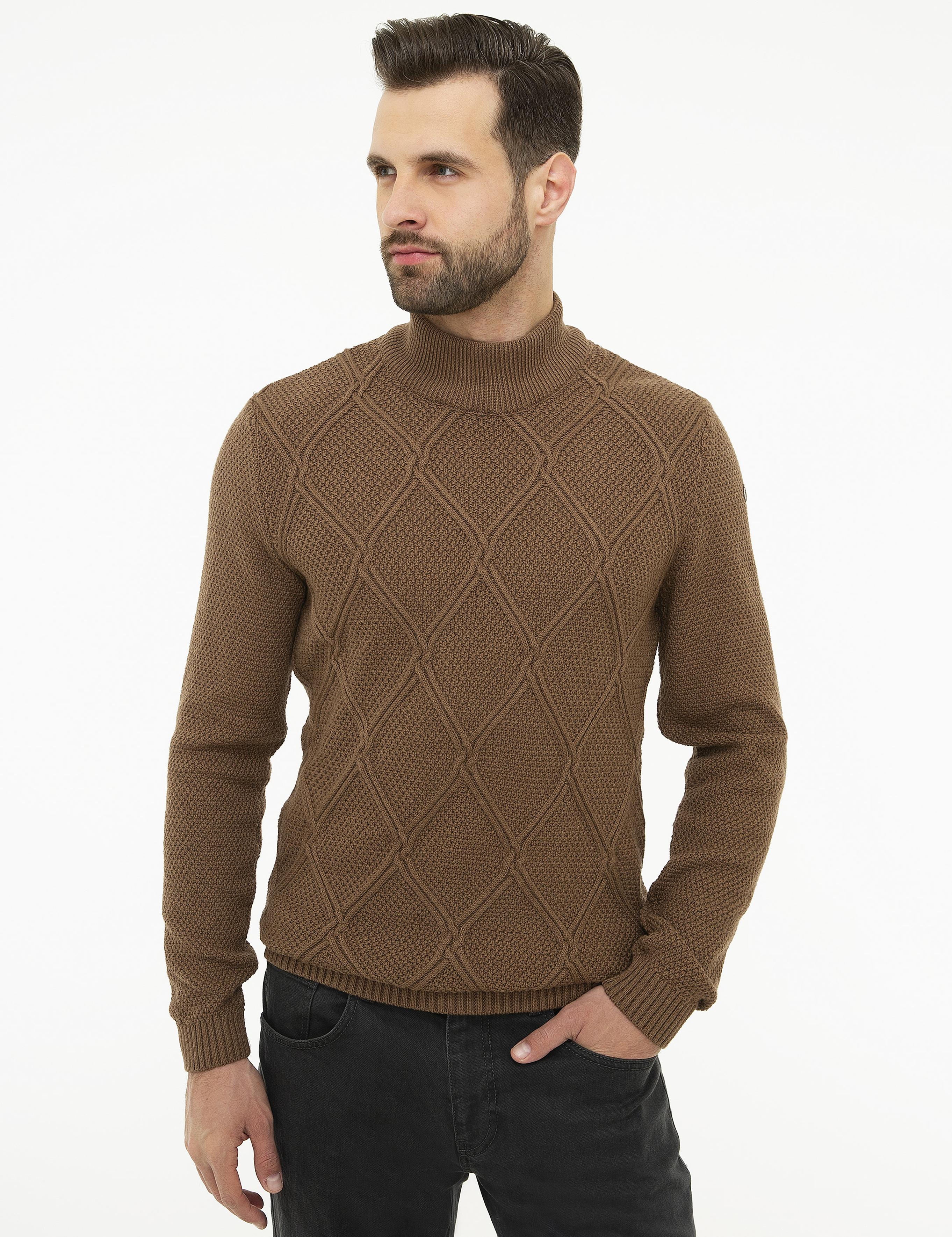 Açık Kahverengi Slim Fit Kazak