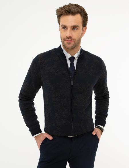 Koyu Lacivert Slim Fit Triko Hırka - 50210546039