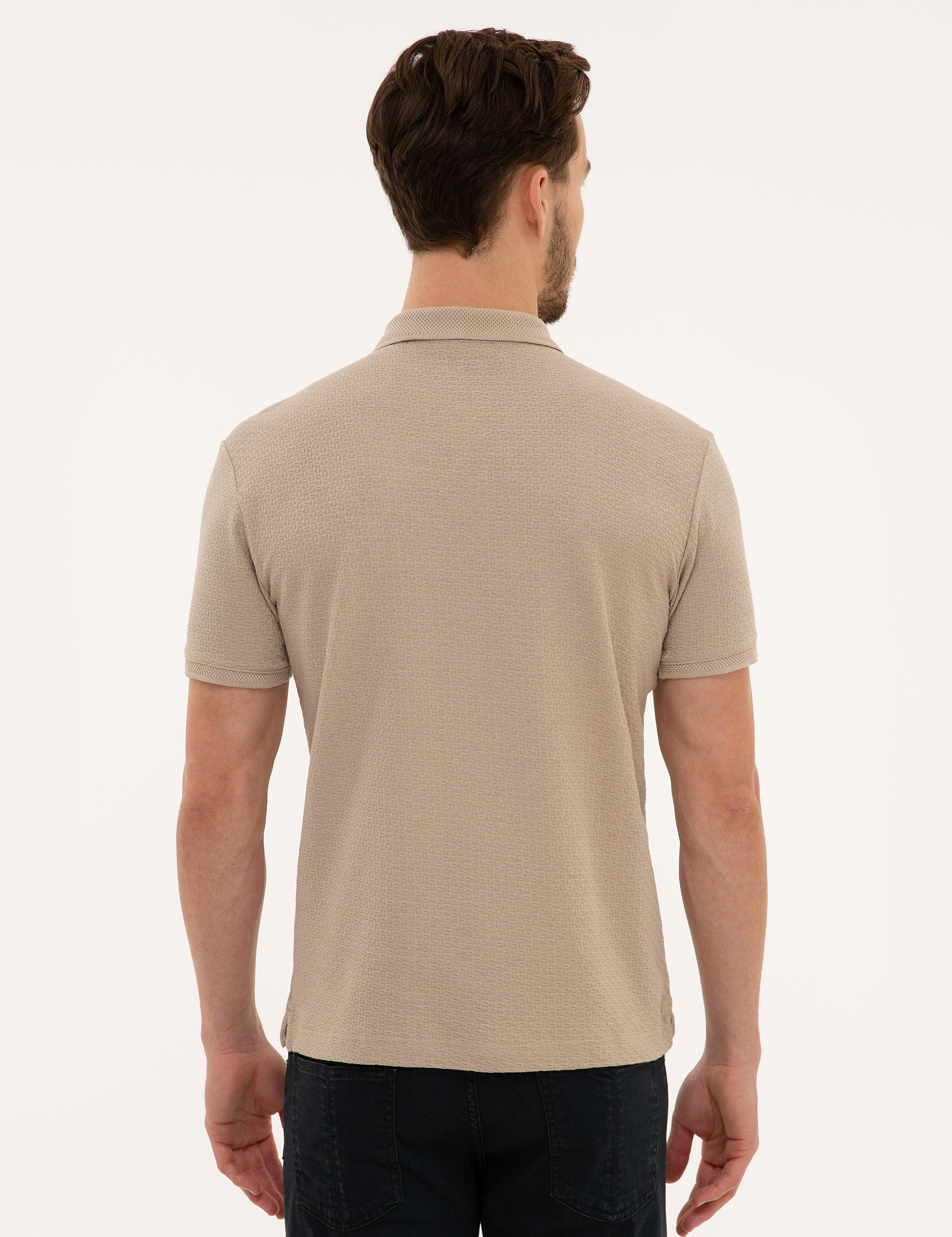 Bej Slim Fit Polo Yaka T-Shirt