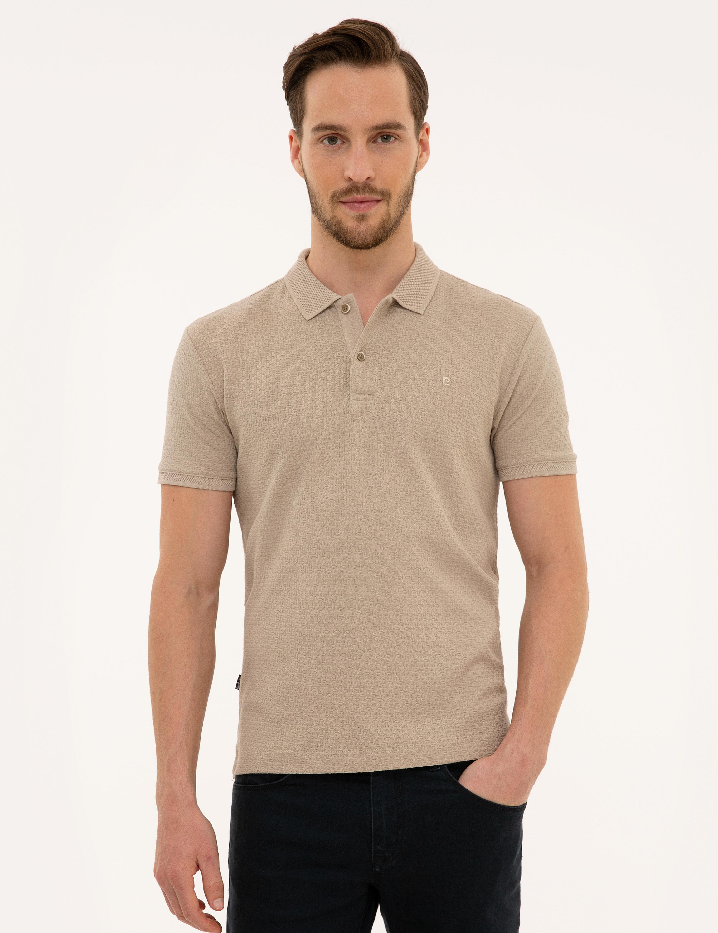 Bej Slim Fit Polo Yaka T-Shirt