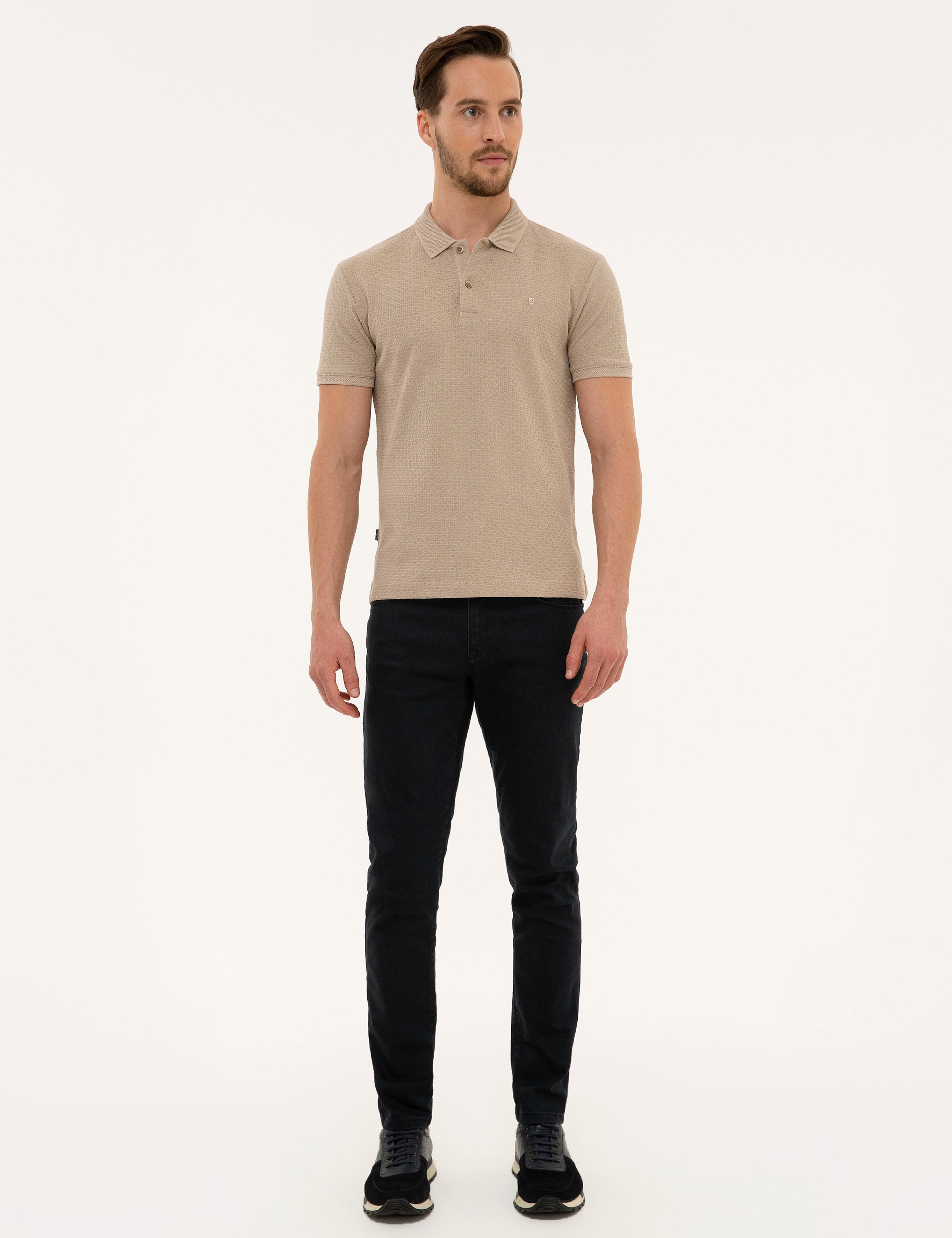Bej Slim Fit Polo Yaka T-Shirt