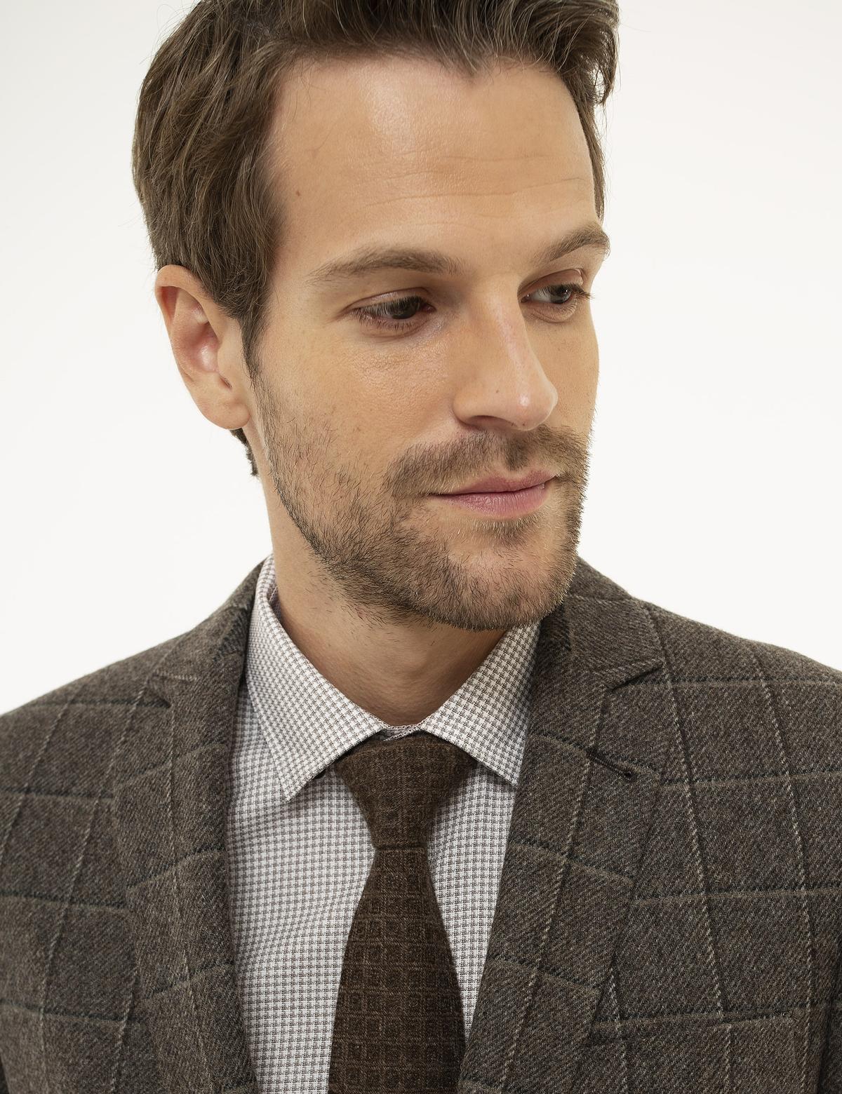 Kahverengi Ex. Slim Fit Ceket - 50209260044