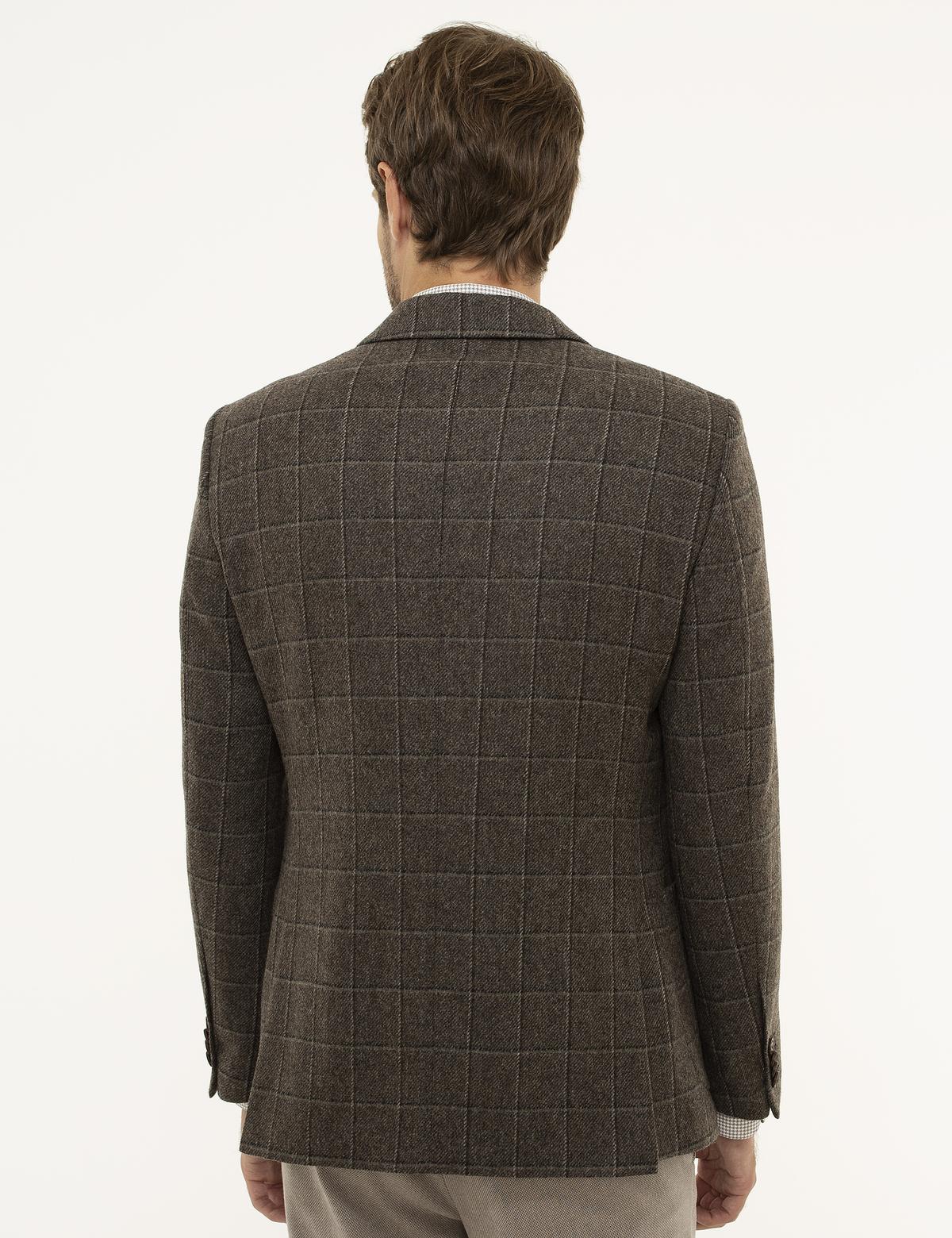 Kahverengi Ex. Slim Fit Ceket - 50209260044