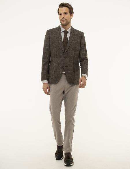 Kahverengi Ex. Slim Fit Ceket - 50209260044