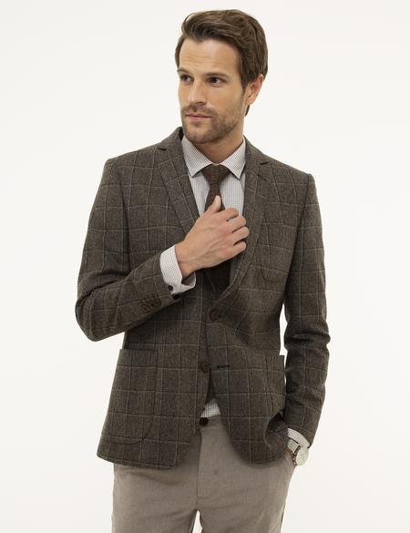 Kahverengi Ex. Slim Fit Ceket - 50209260044