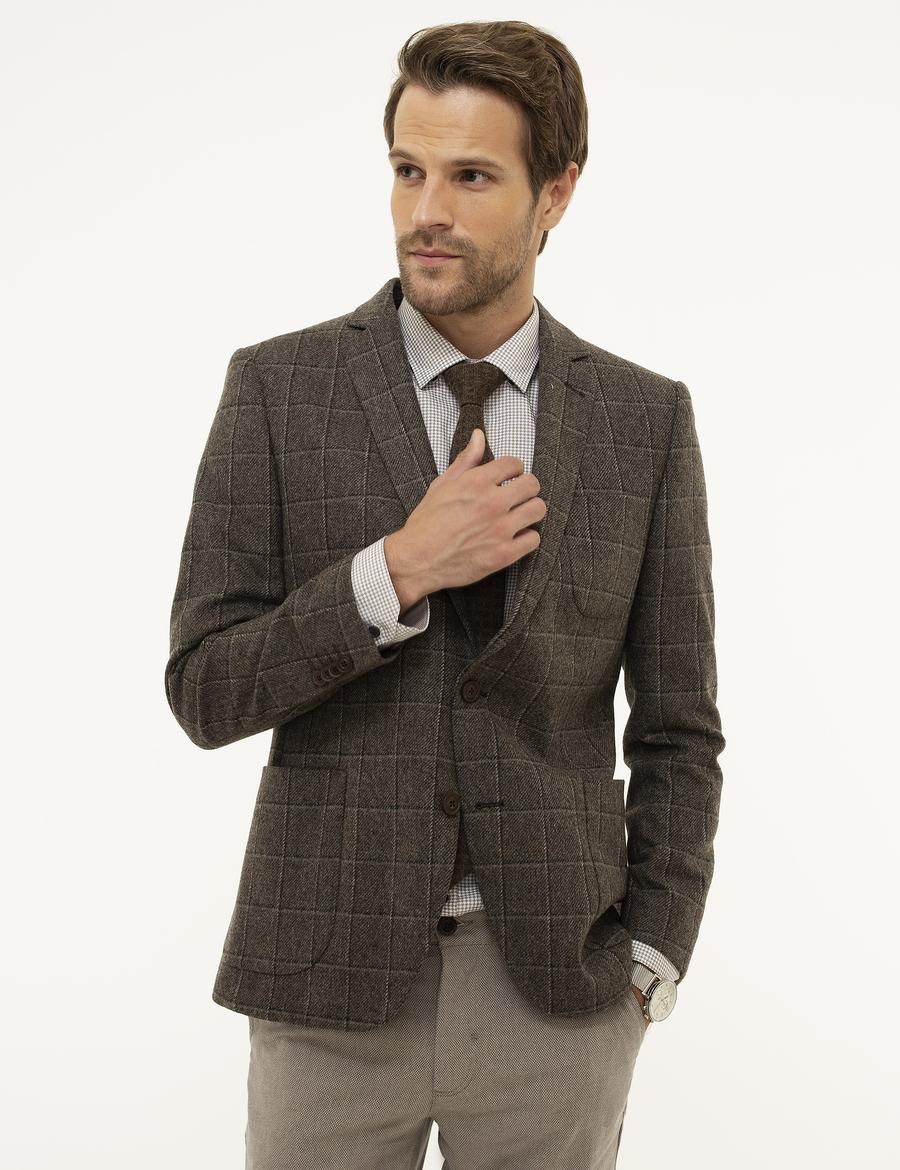 Kahverengi Ex. Slim Fit Ceket