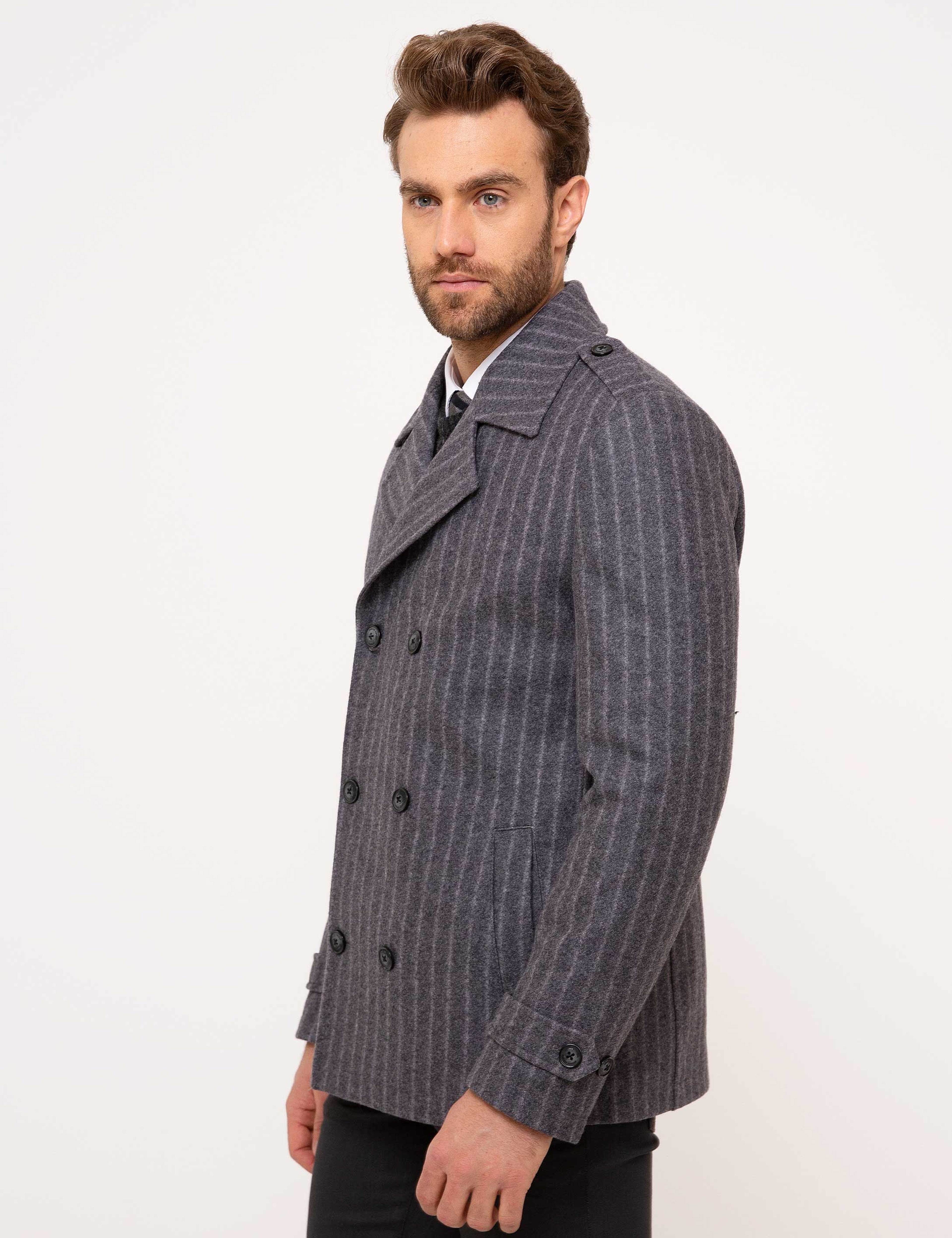 Gri Slim Fit Kaban