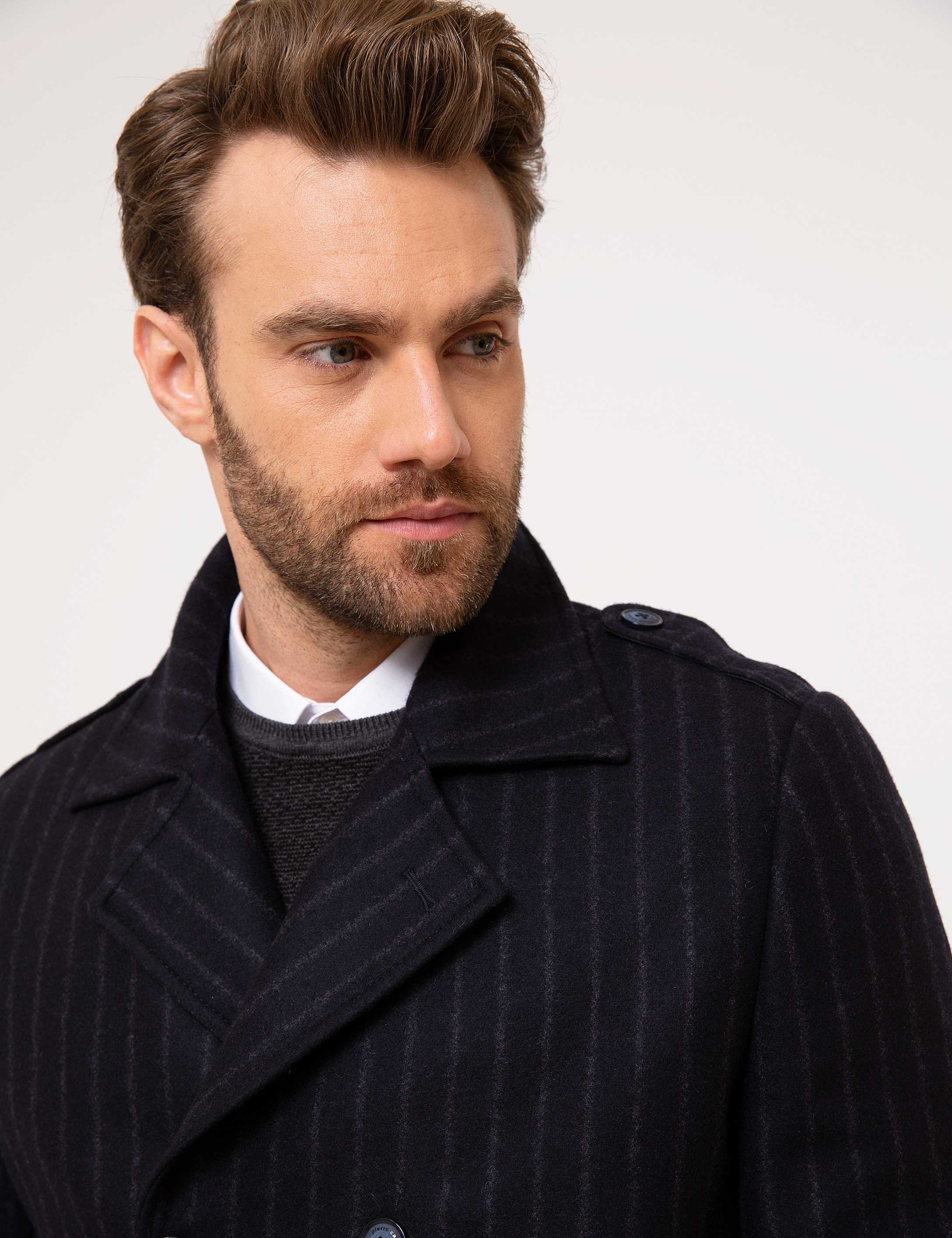 Lacivert Slim Fit Kaban