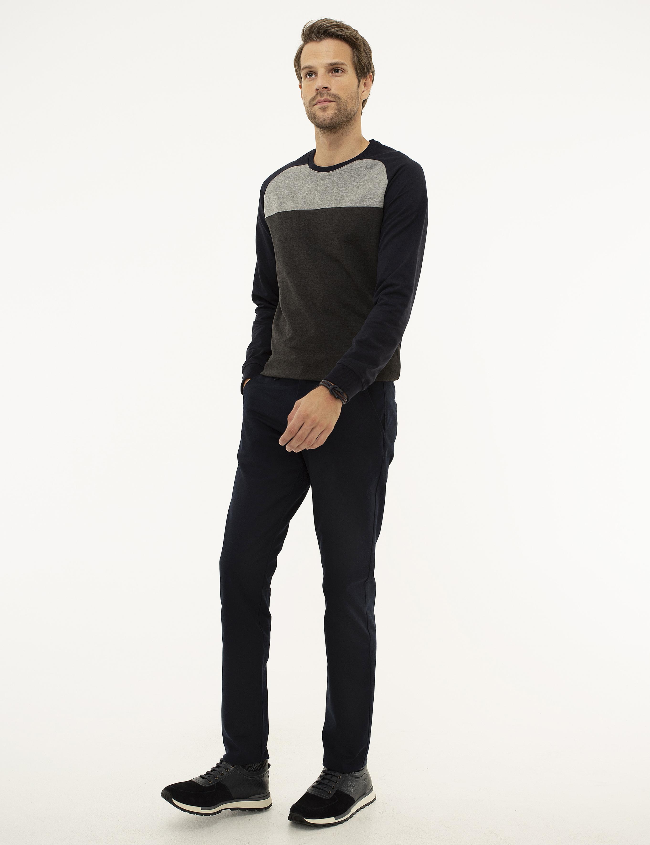 Lacivert Slim Fit Kanvas Pantolon