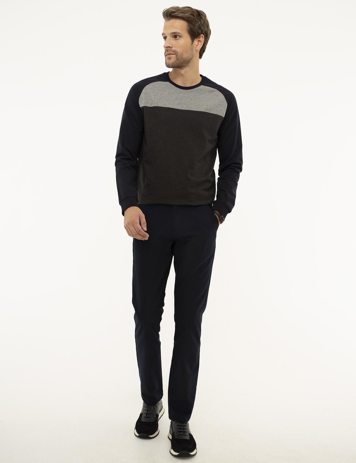 Lacivert Slim Fit Kanvas Pantolon