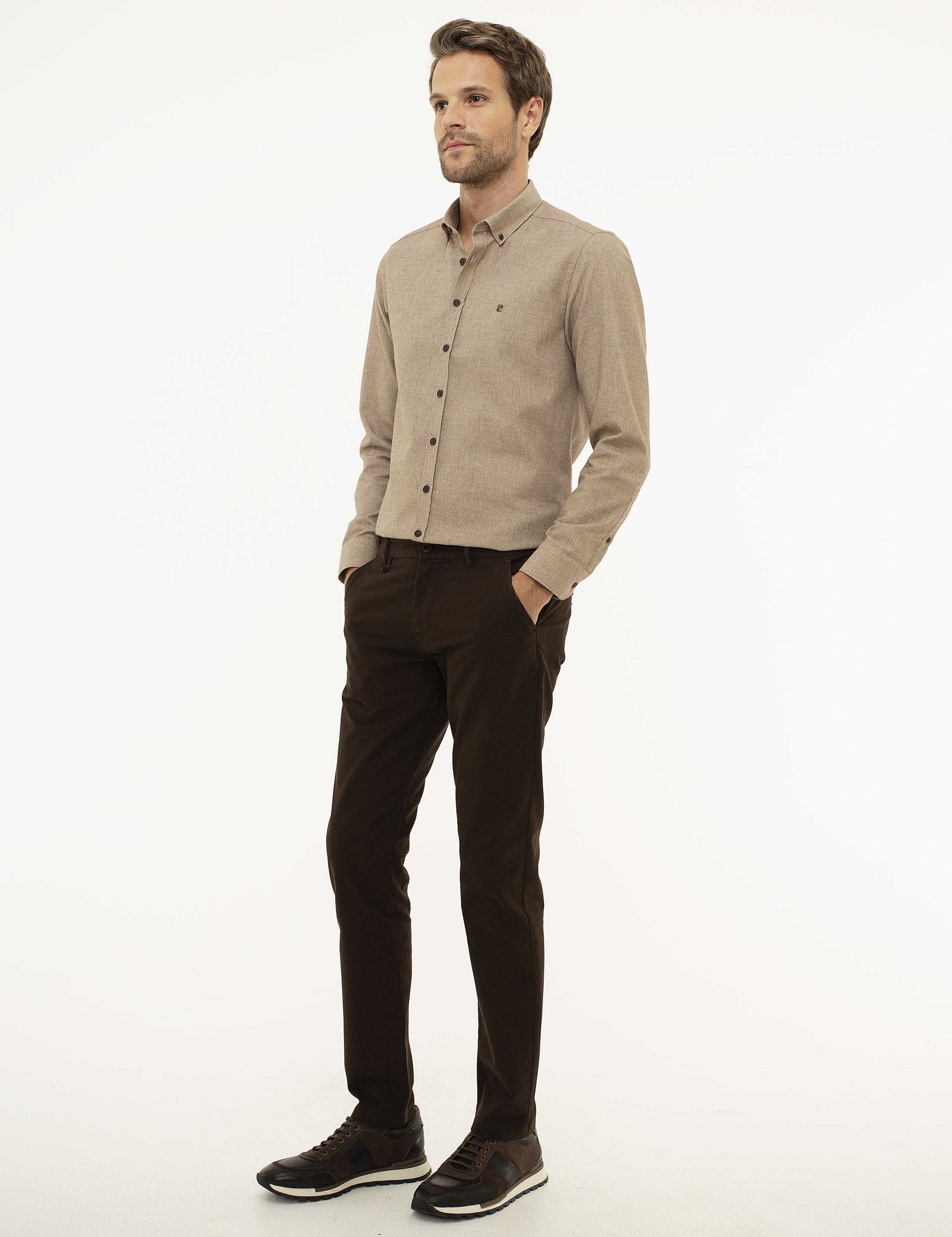 Kahverengi Slim Fit Kanvas Pantolon