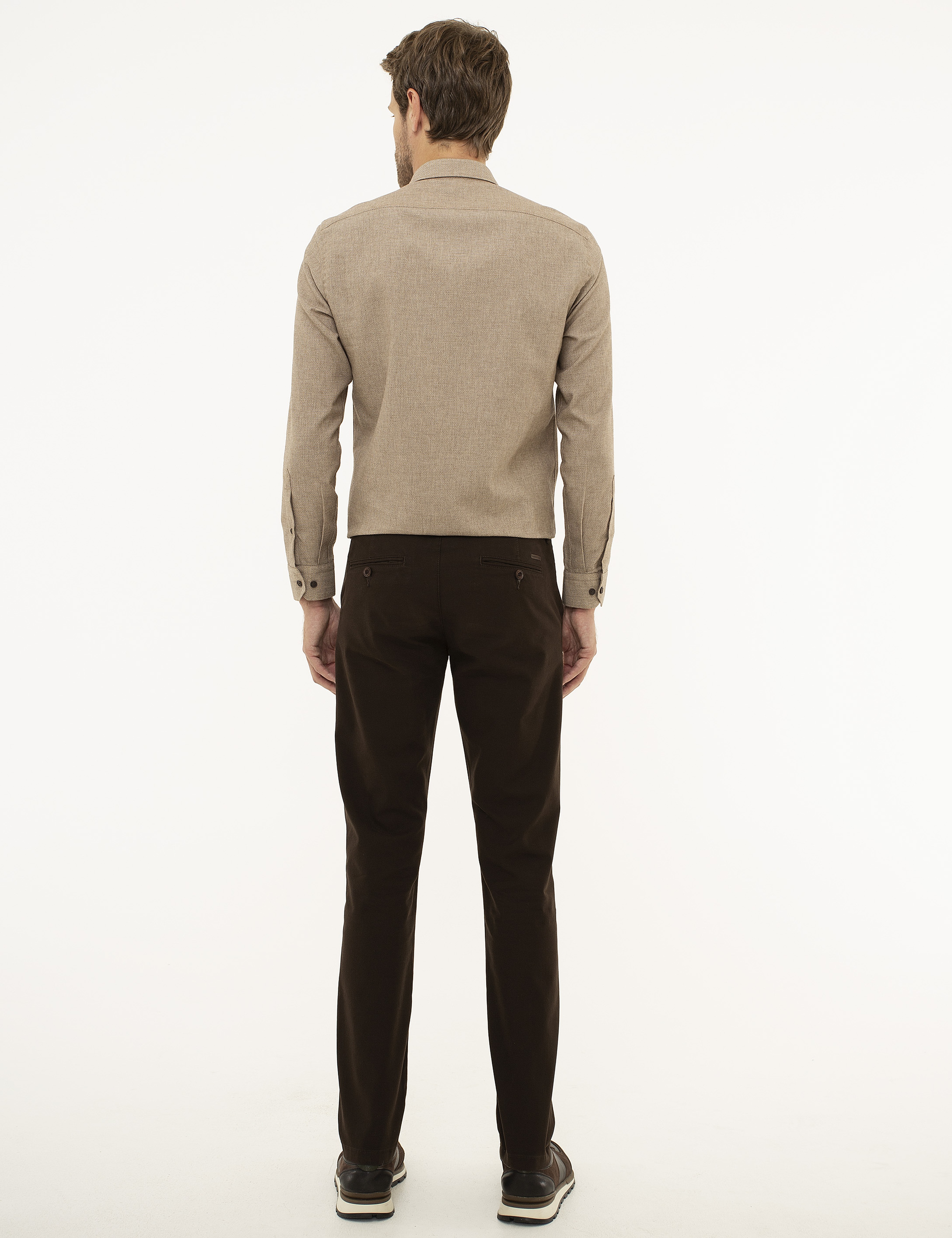 Kahverengi Slim Fit Kanvas Pantolon