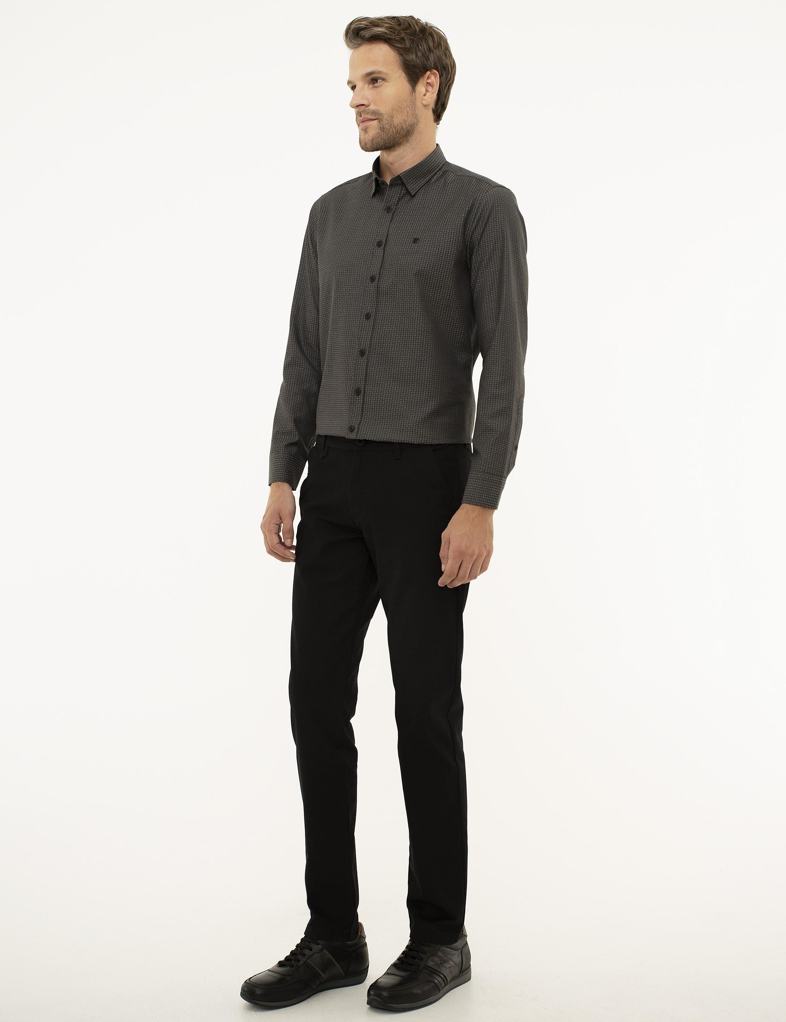 Siyah Slim Fit Kanvas Pantolon