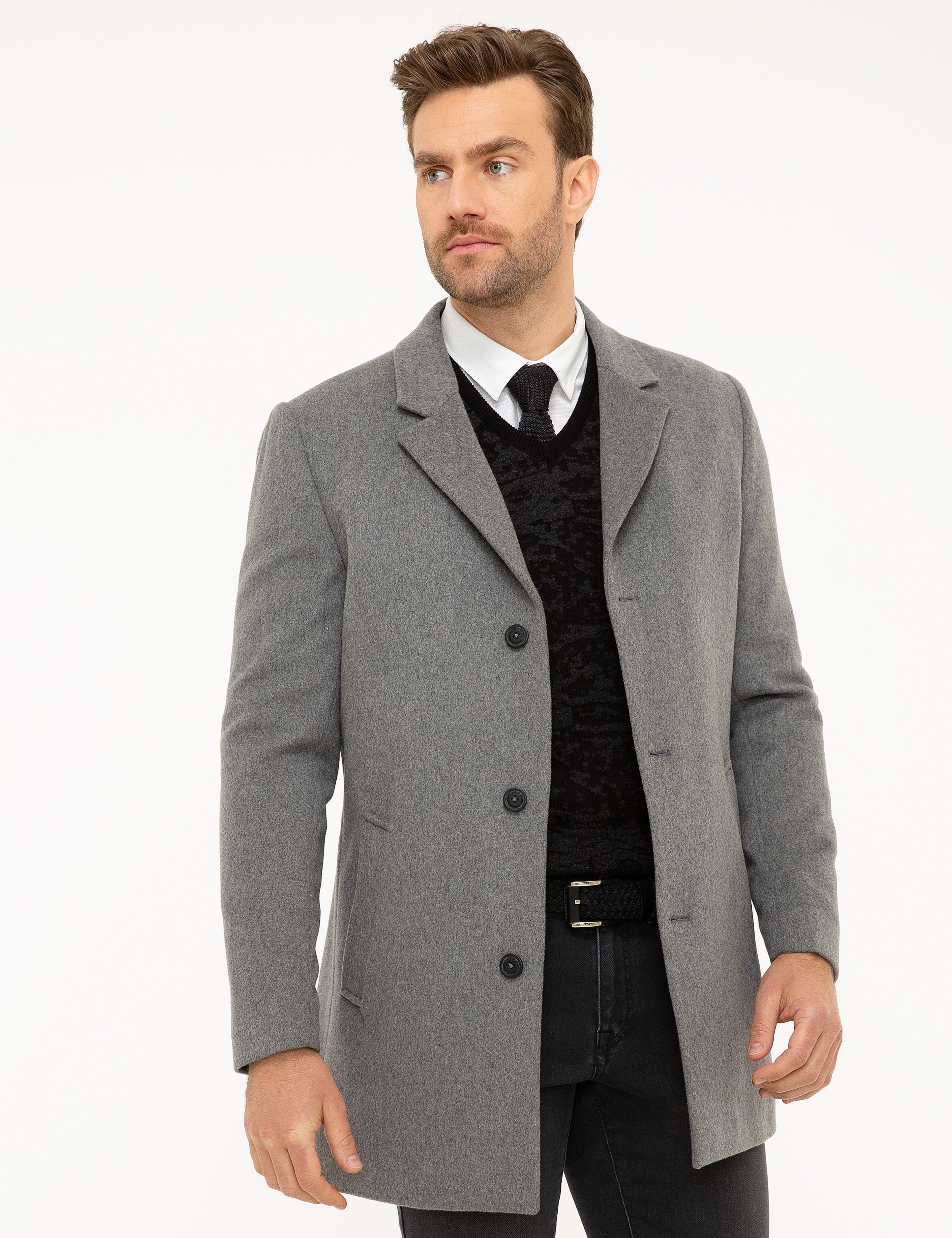 Gri Ex.Slim Fit Kaban - Image 2