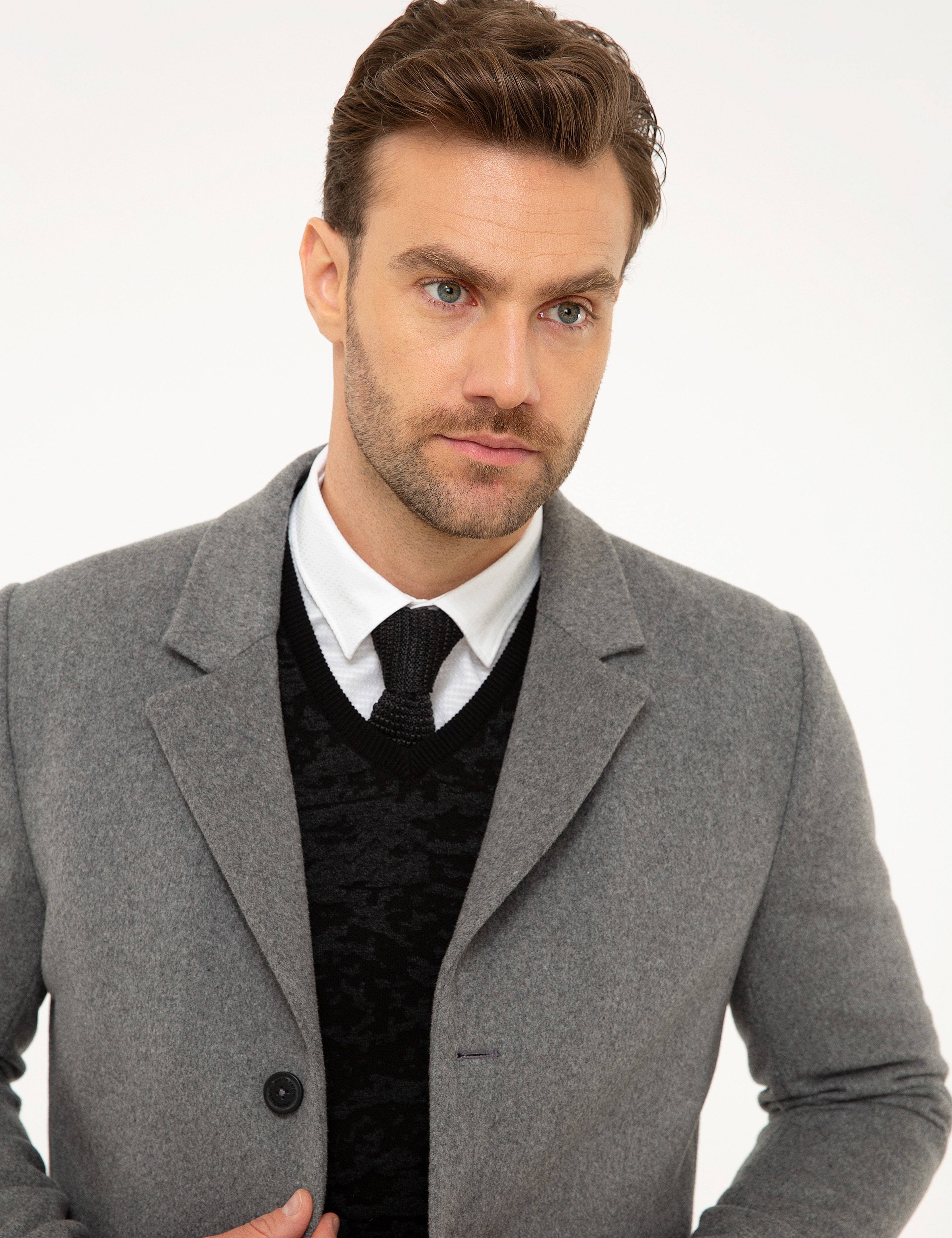 Gri Ex.Slim Fit Kaban - Image 1