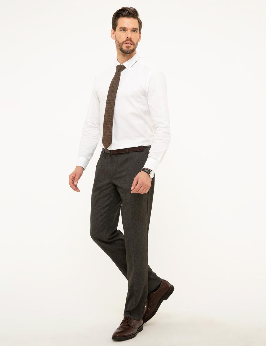 Kahverengi Slim Fit Kumaş Pantolon