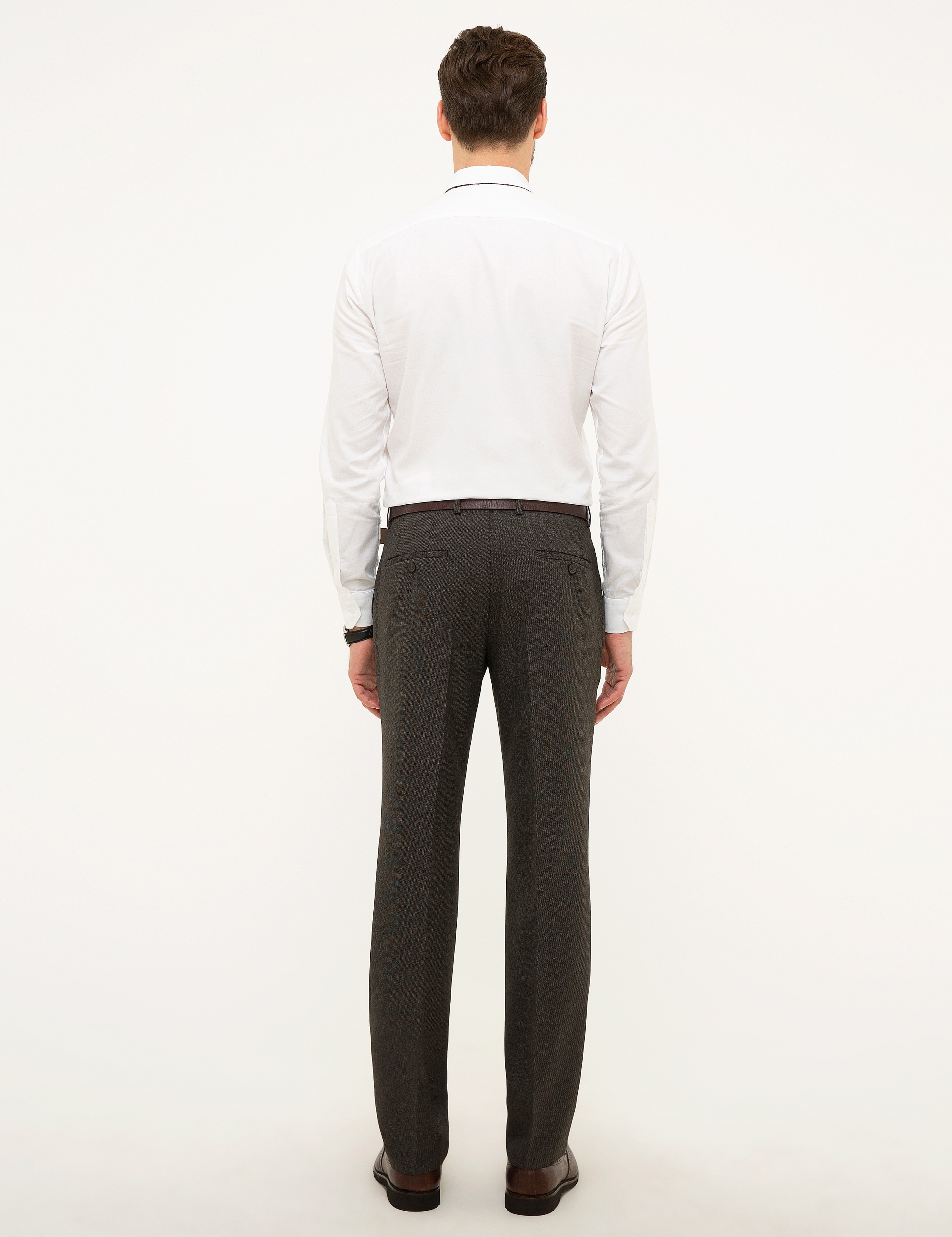 Kahverengi Slim Fit Kumaş Pantolon - Image 3