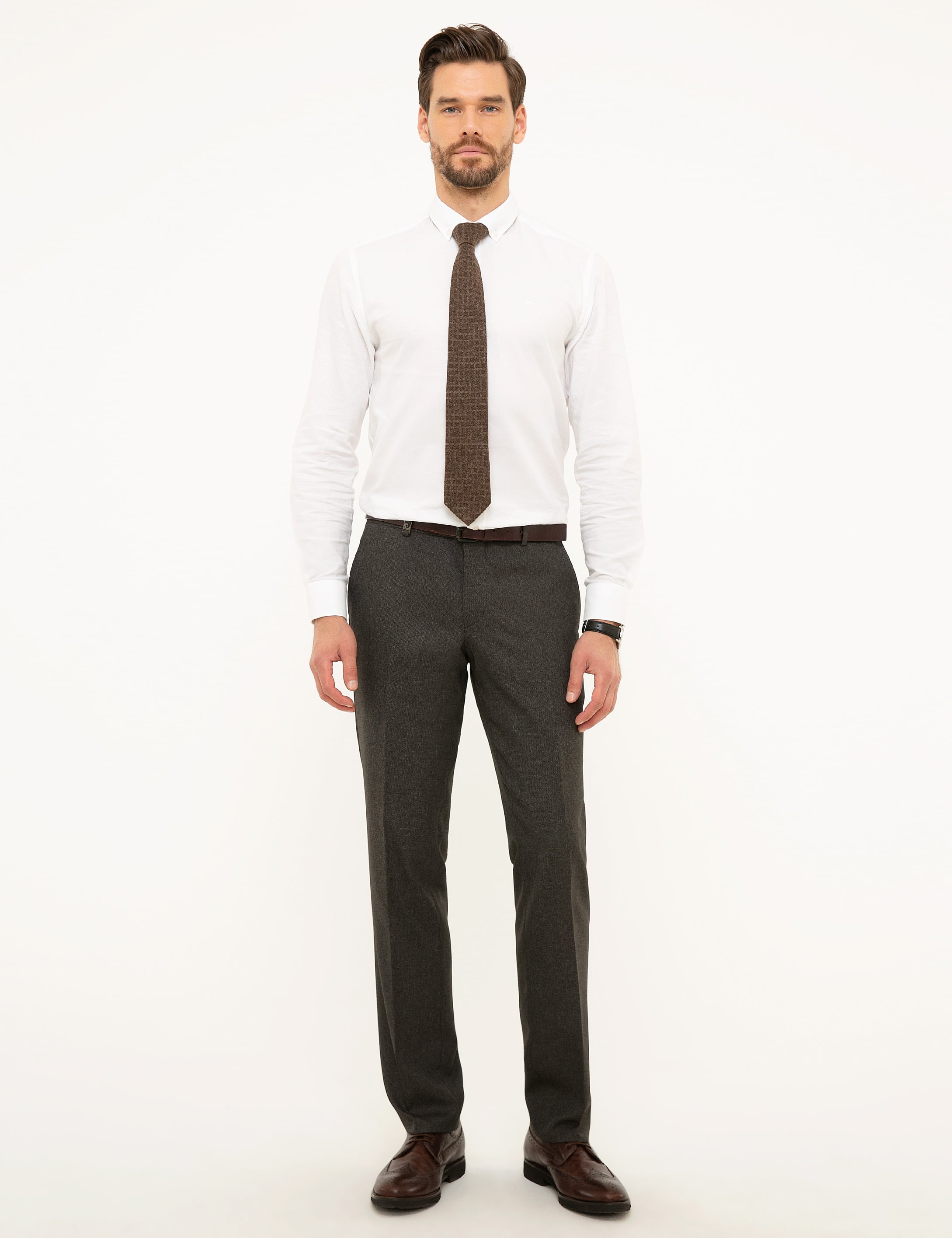 Kahverengi Slim Fit Kumaş Pantolon