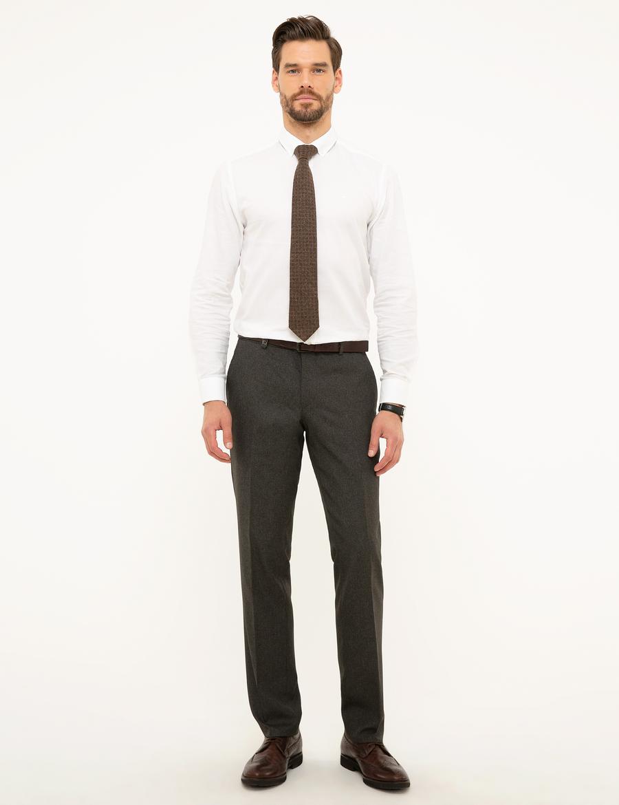 Kahverengi Slim Fit Kumaş Pantolon
