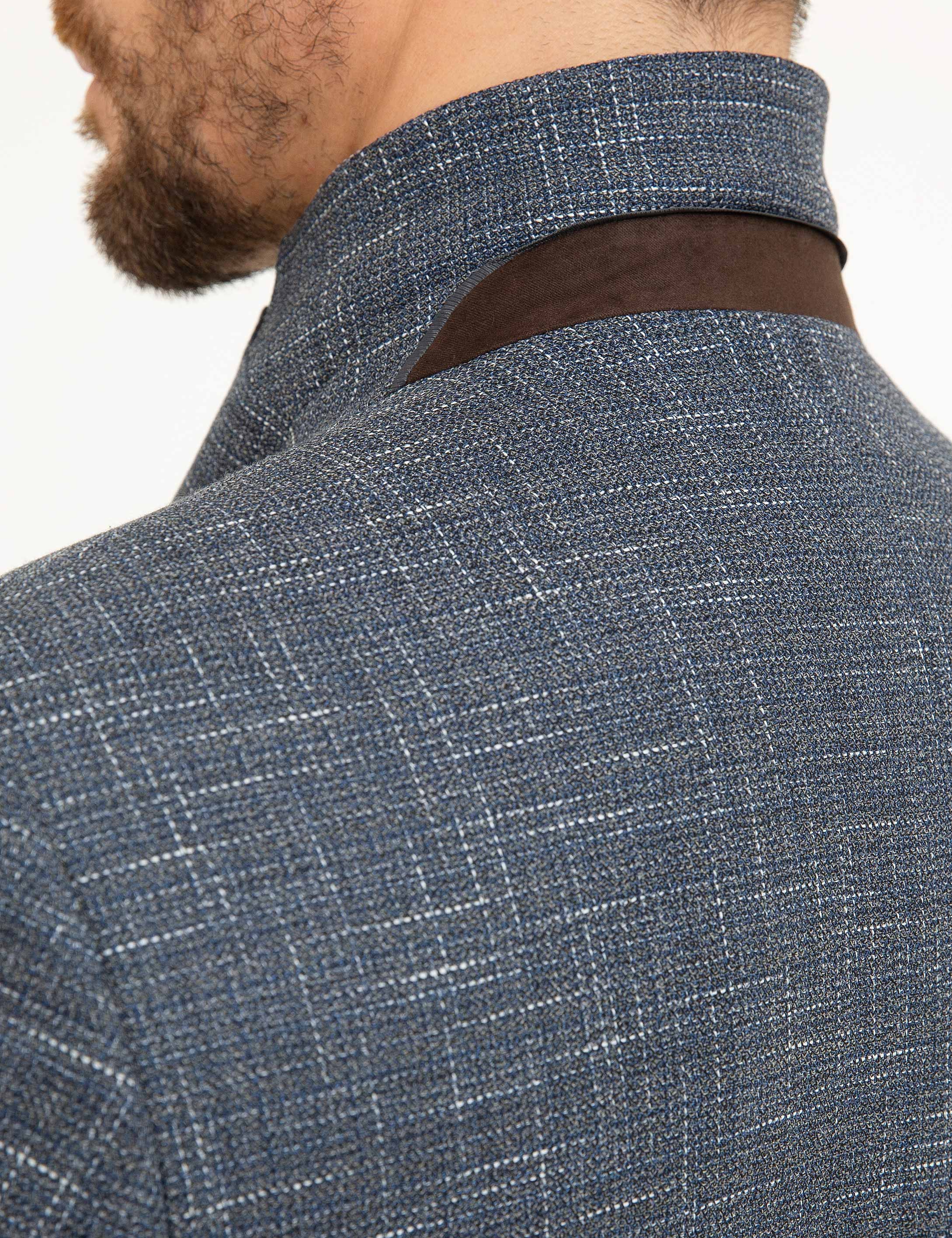 Koyu Mavi Slim Fit Ceket - Image 6