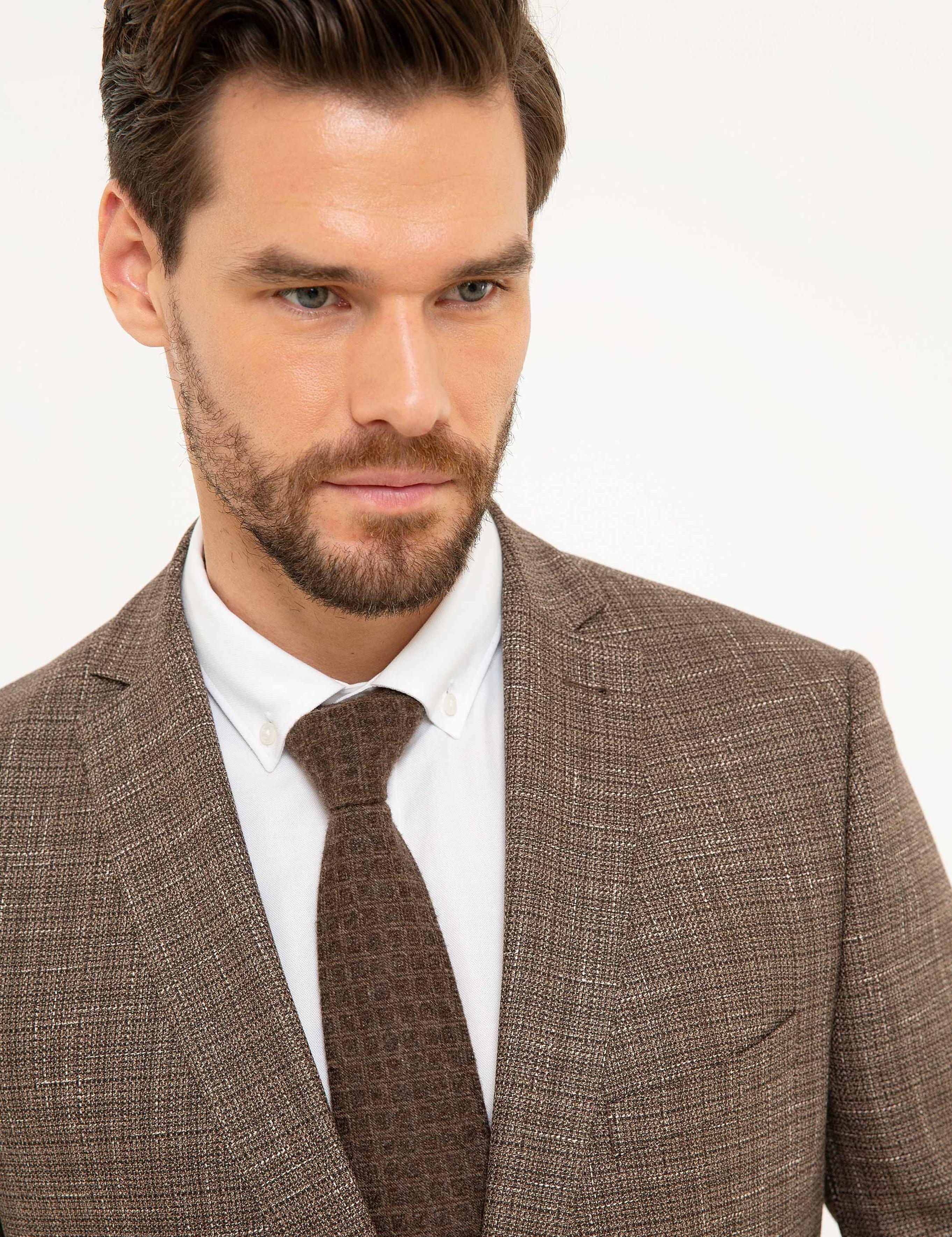 Kahverengi Slim Fit Ceket