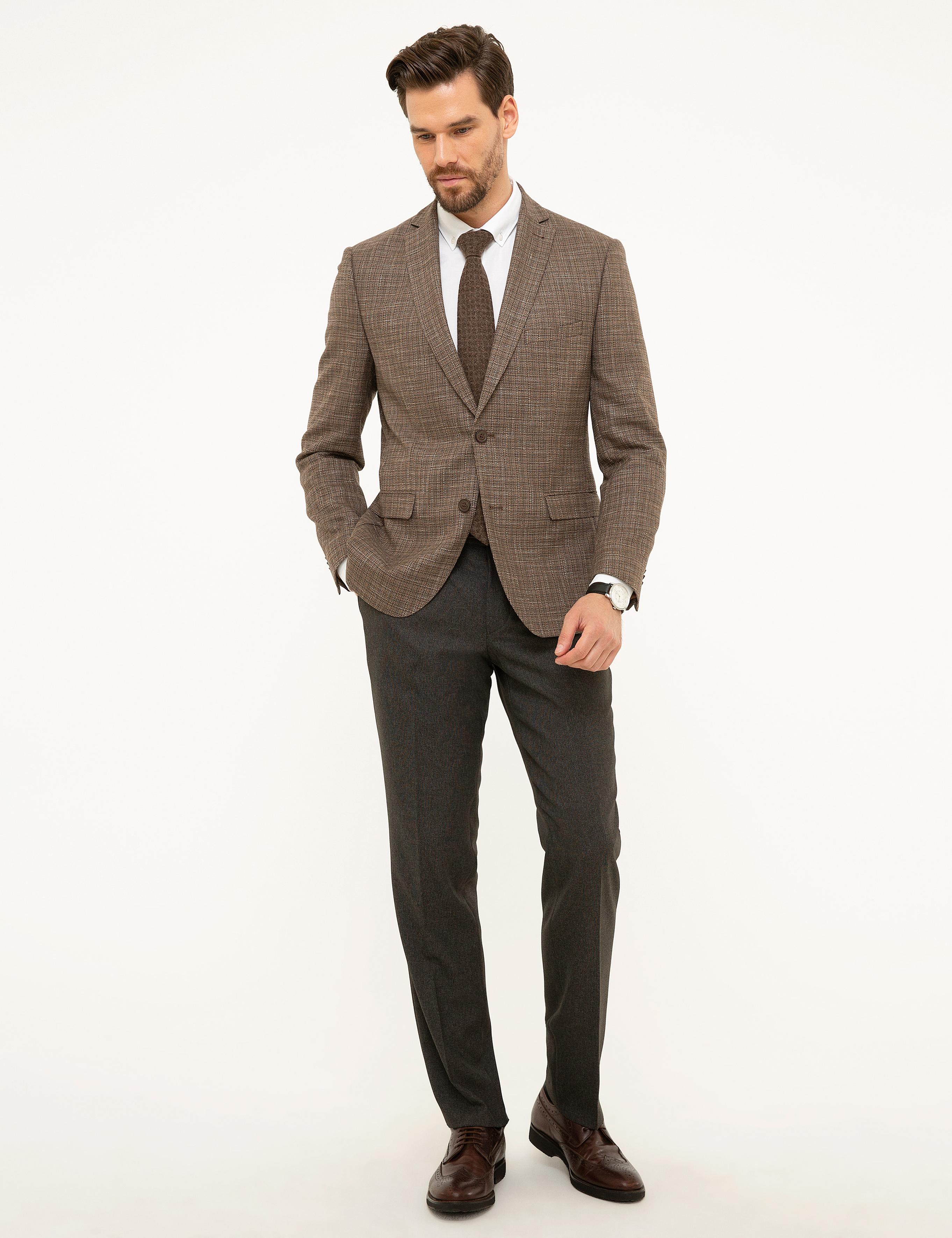 Kahverengi Slim Fit Ceket