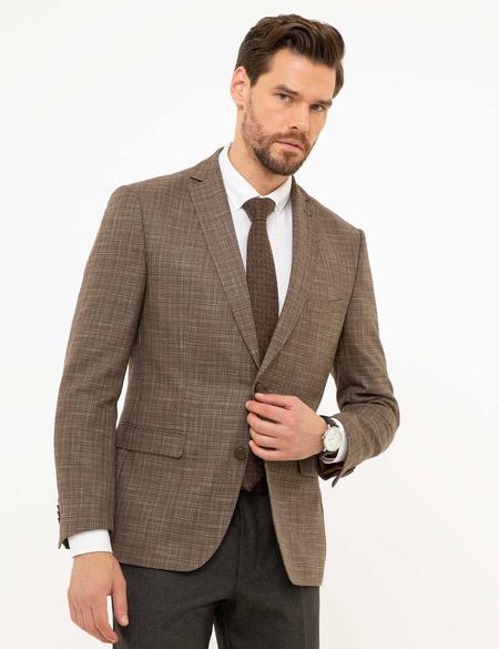 Kahverengi Slim Fit Ceket - 50215706041