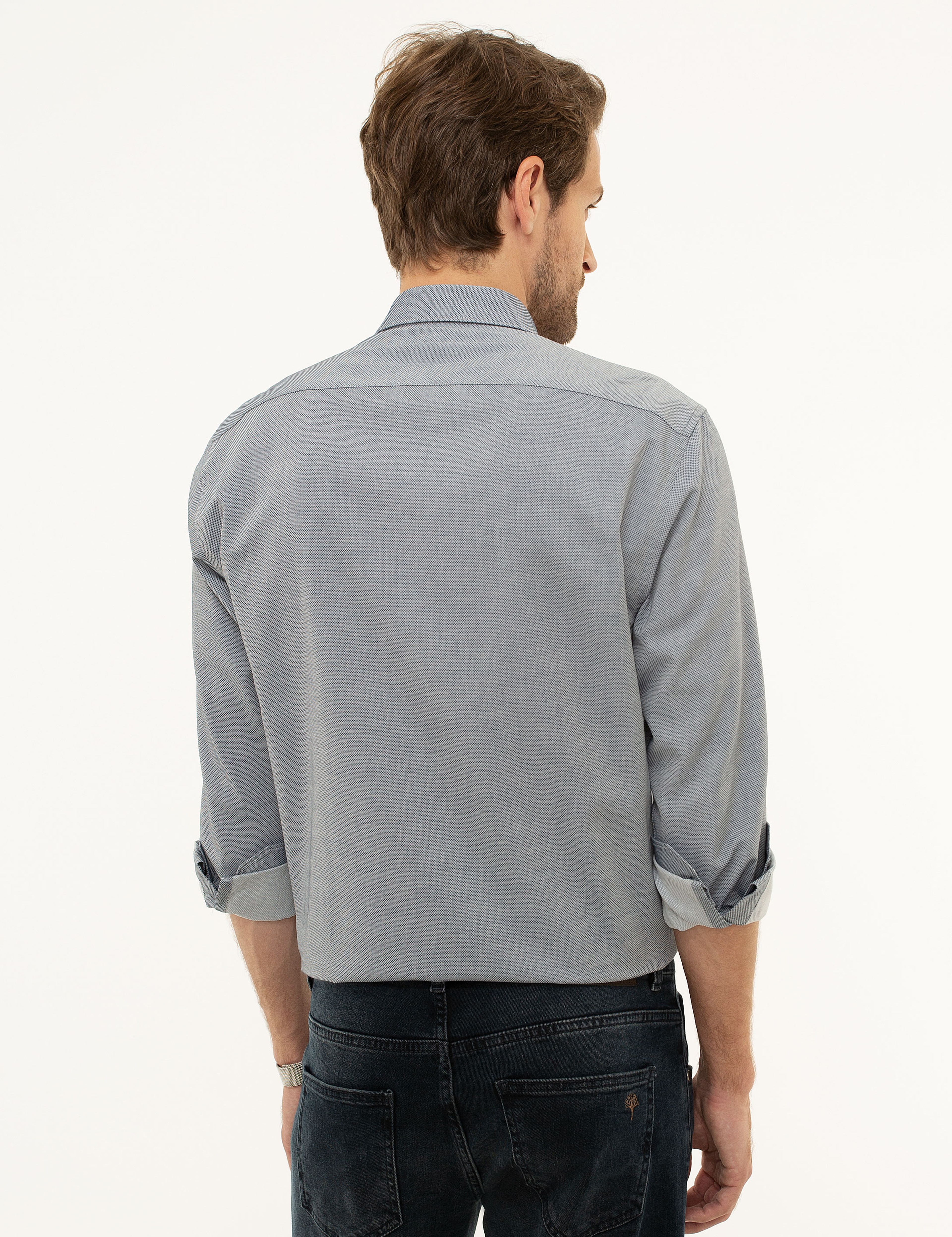 Lacivert Slim Fit Gömlek - Image 3
