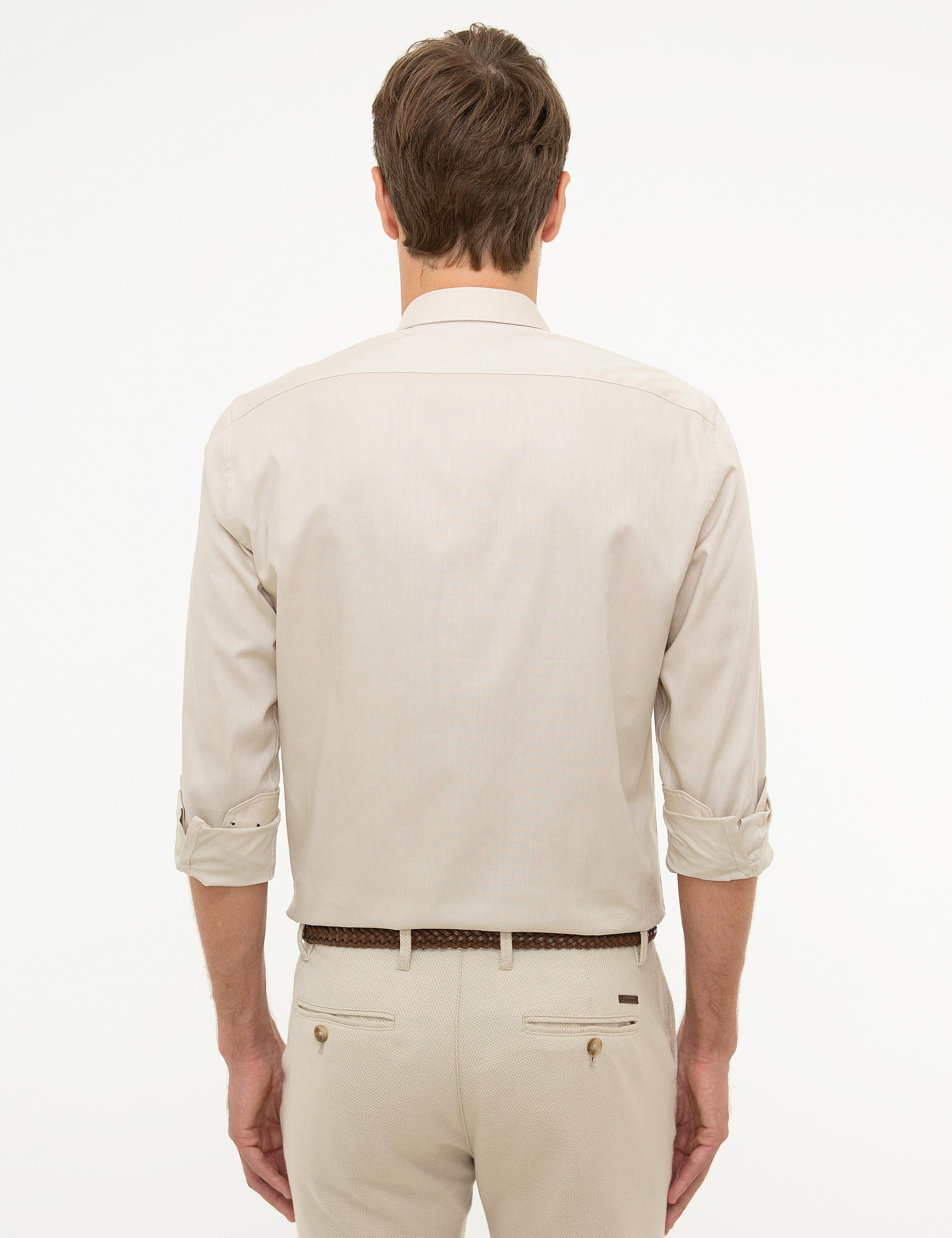 Bej Slim Fit Gömlek