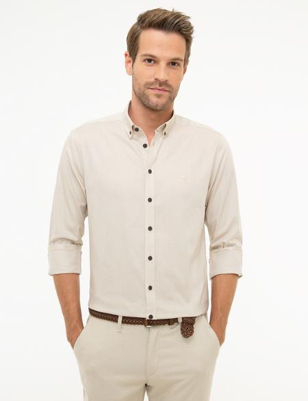 Bej Slim Fit Gömlek - 50217111059