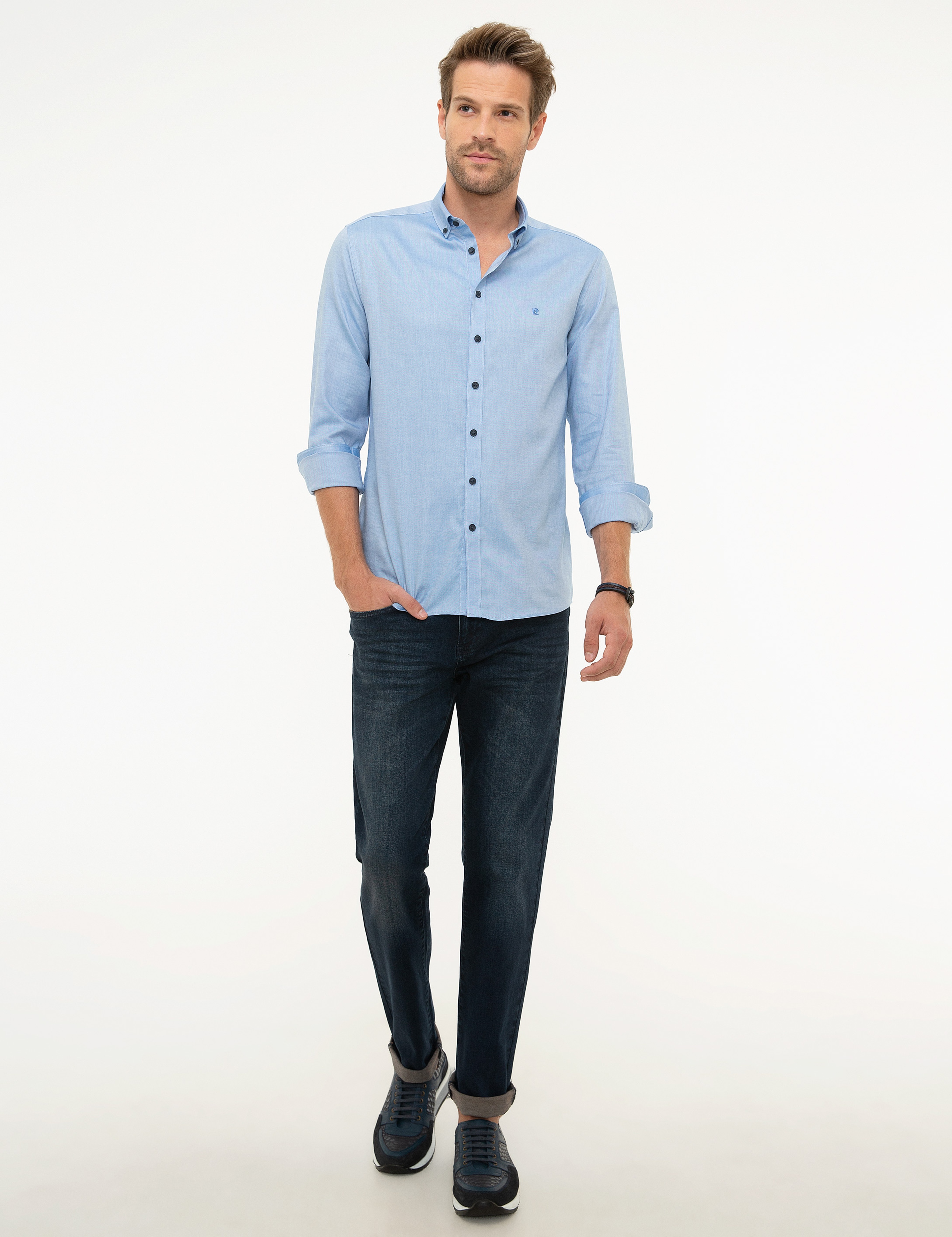 Mavi Slim Fit Gömlek - Image 4