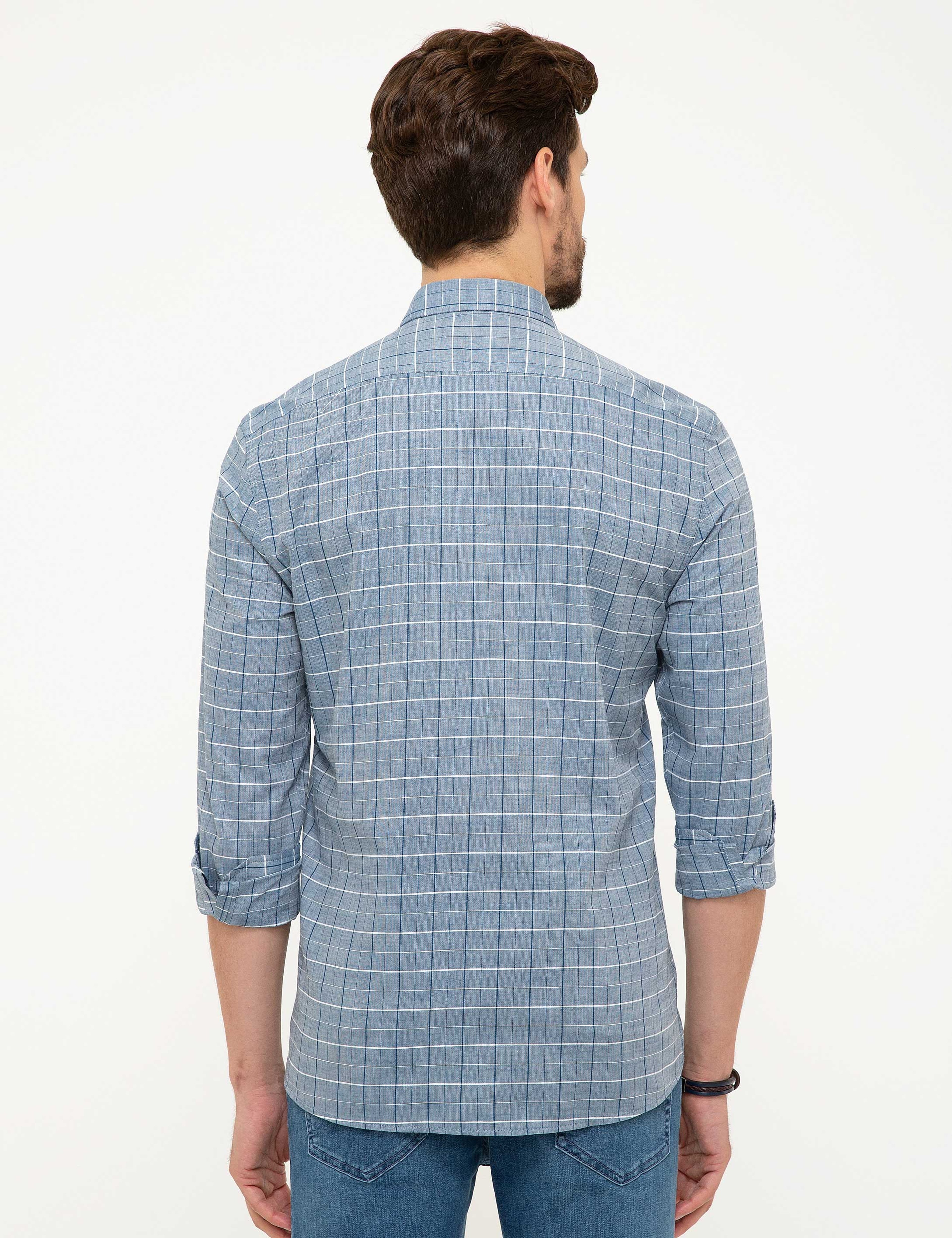 Mavi Slim Fit Gömlek - Image 3