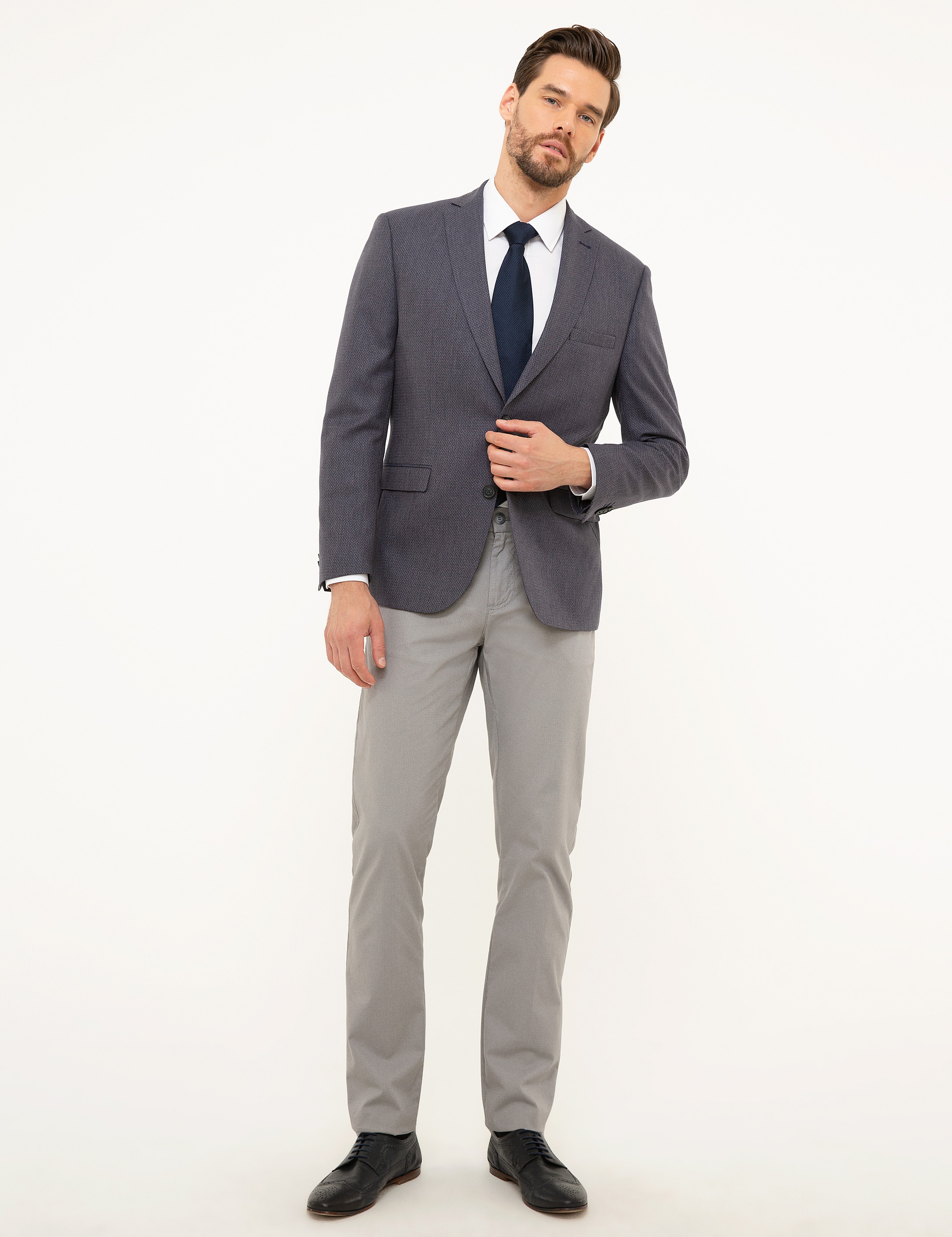 Gri Slim Fit Ceket - Image 5