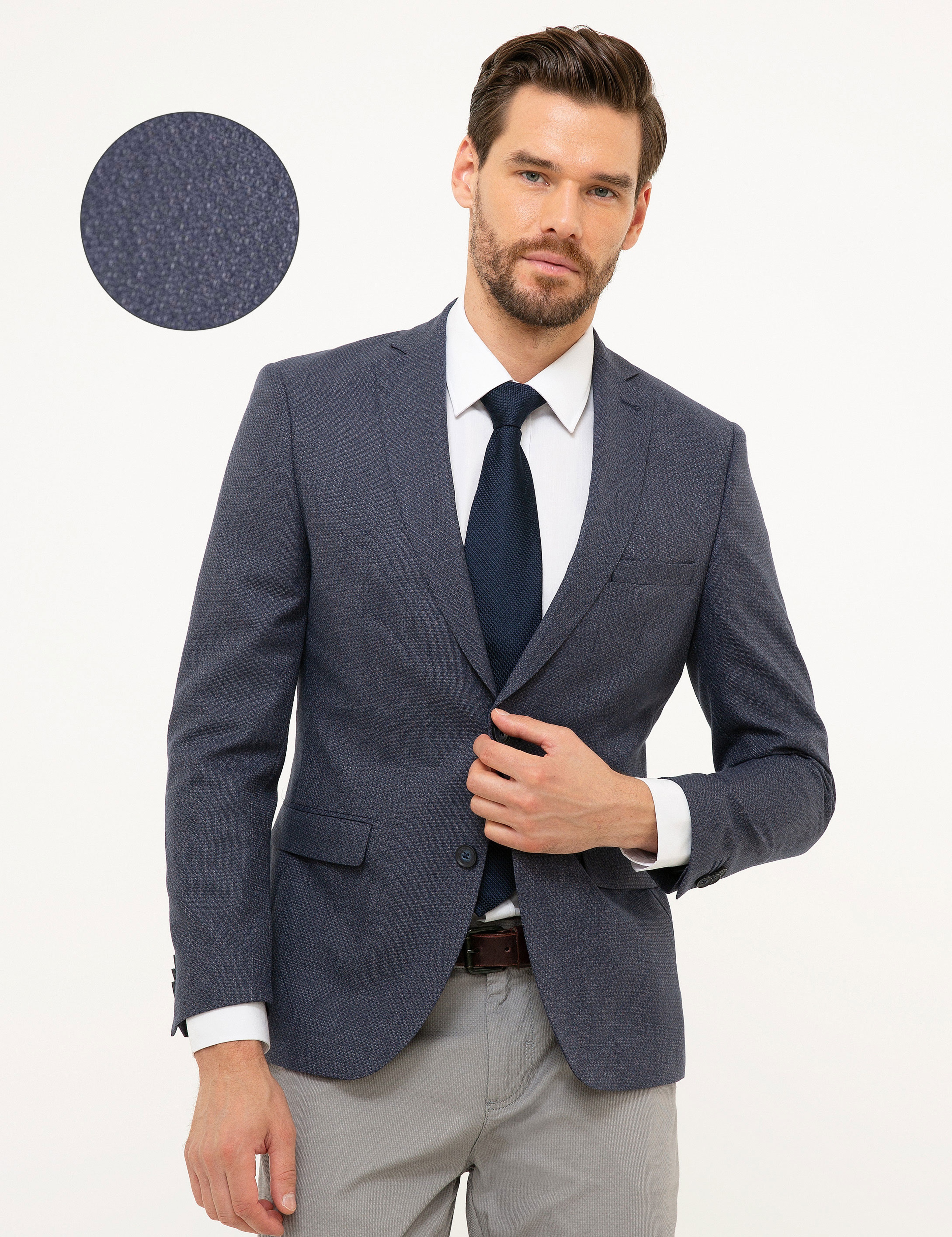 Lacivert Slim Fit Ceket - Image 1