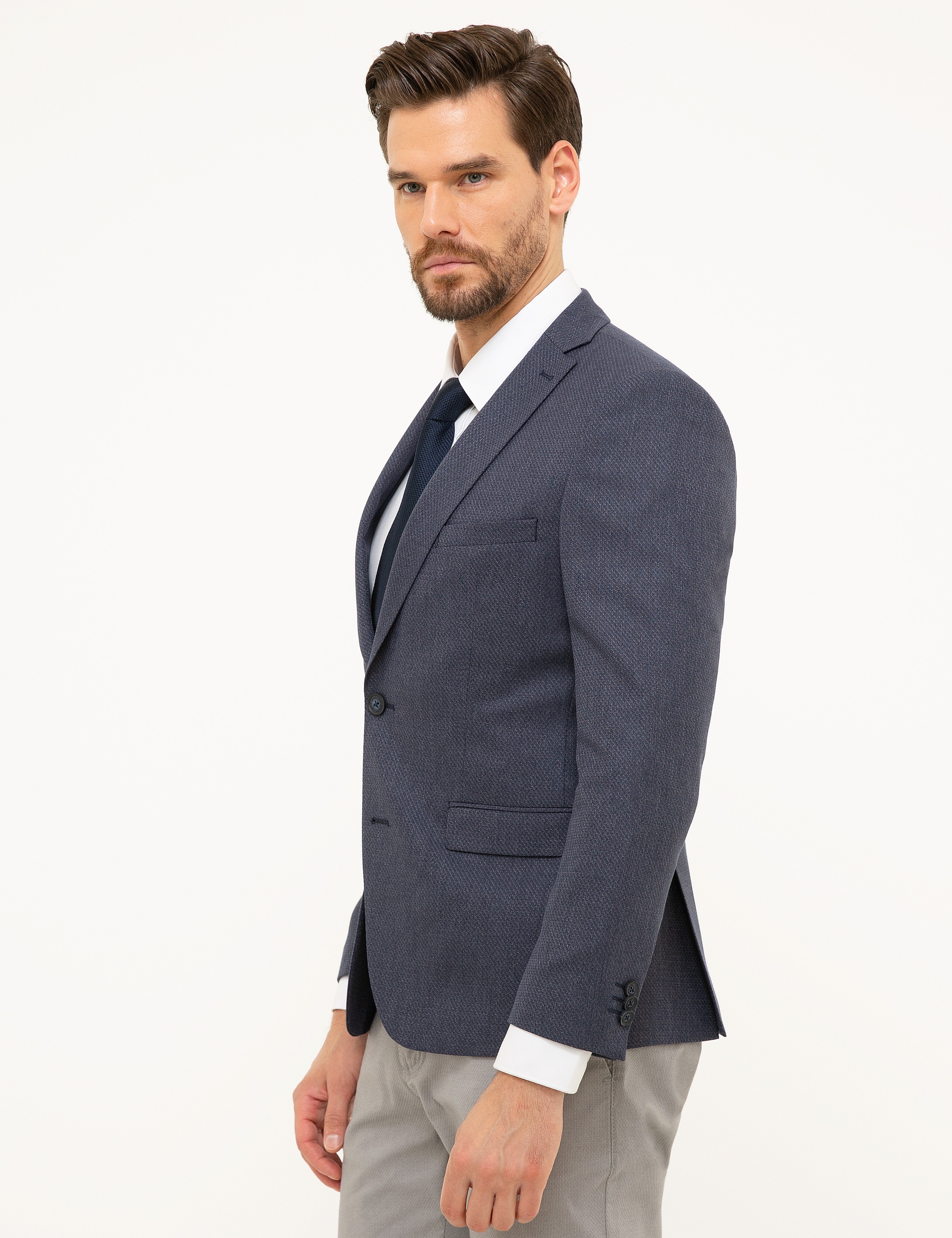 Lacivert Slim Fit Ceket - Image 3