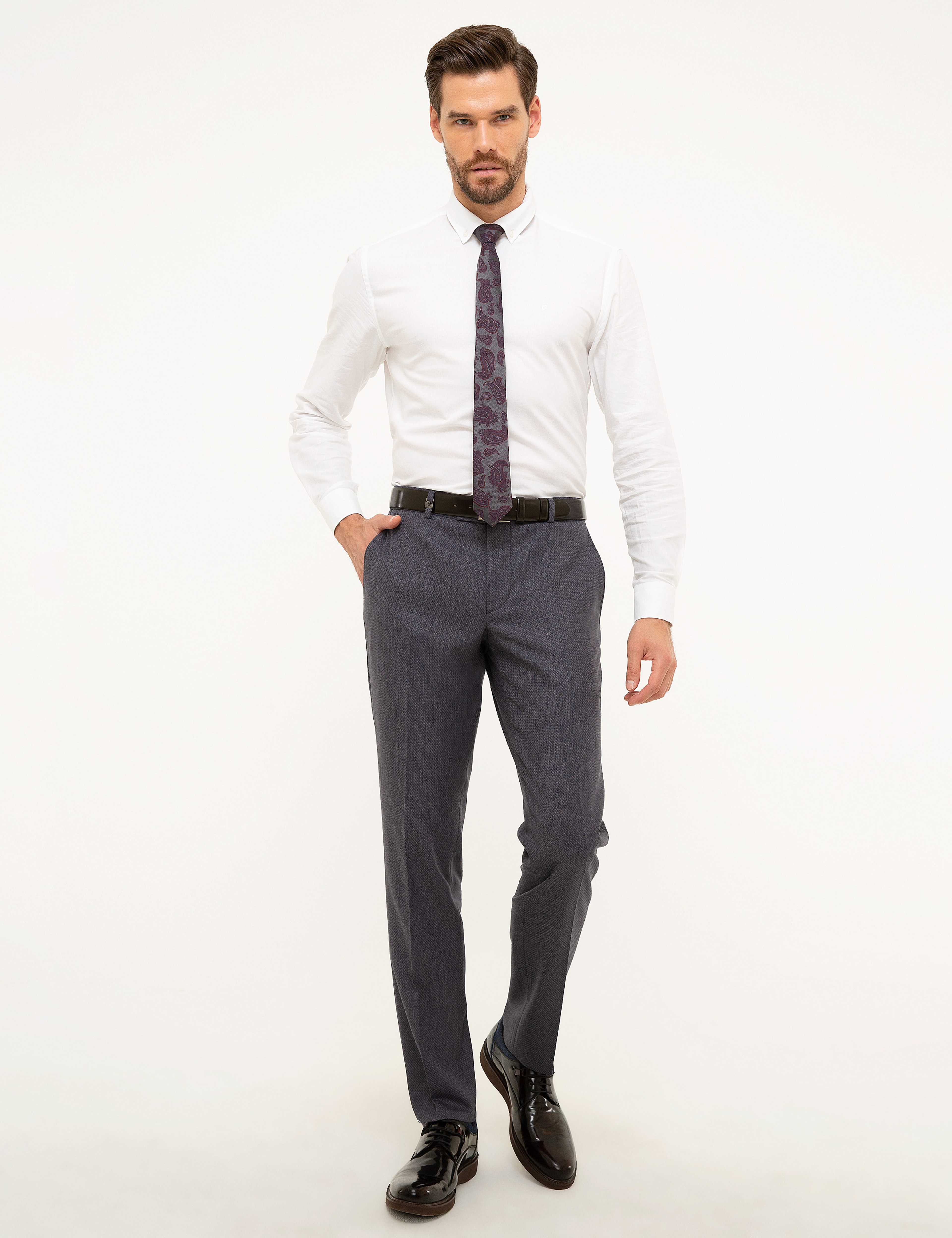 Gri Slim Fit Pantolon - Image 1