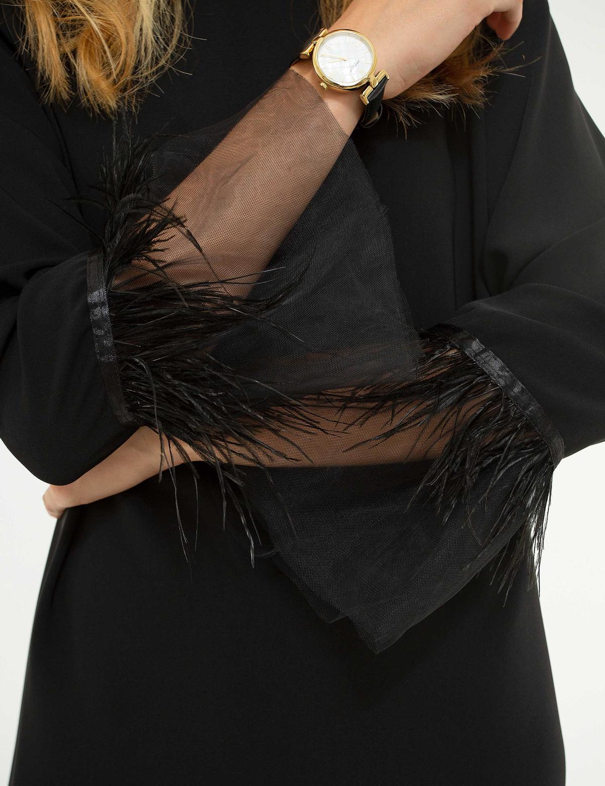 Siyah Dokuma Elbise - 50216673001