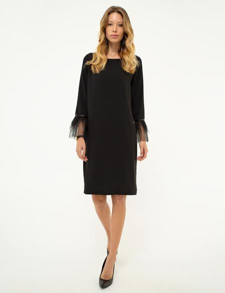 Siyah Dokuma Elbise - 50216673001