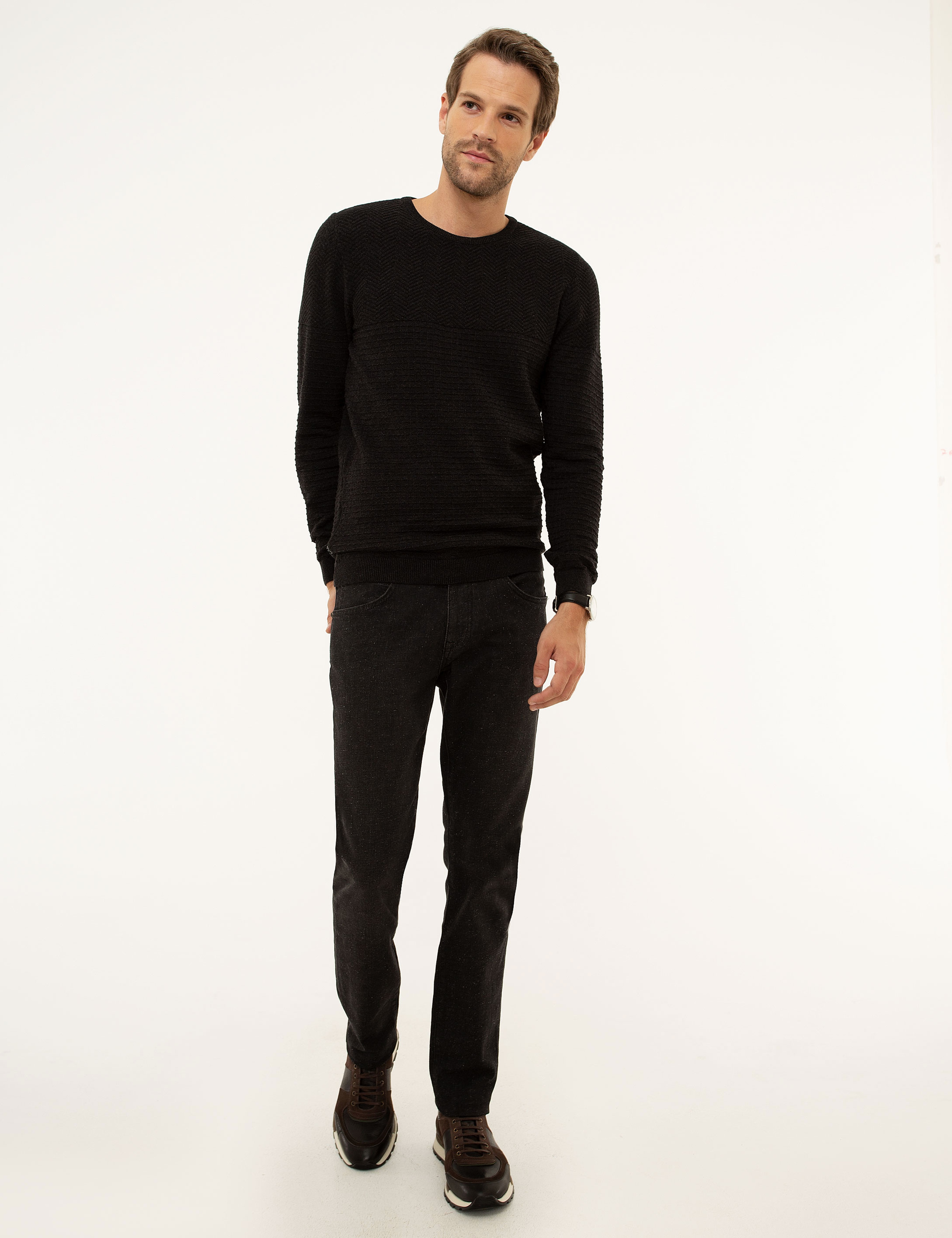 Antrasit Slim Fit Jean Pantolon - Image 1