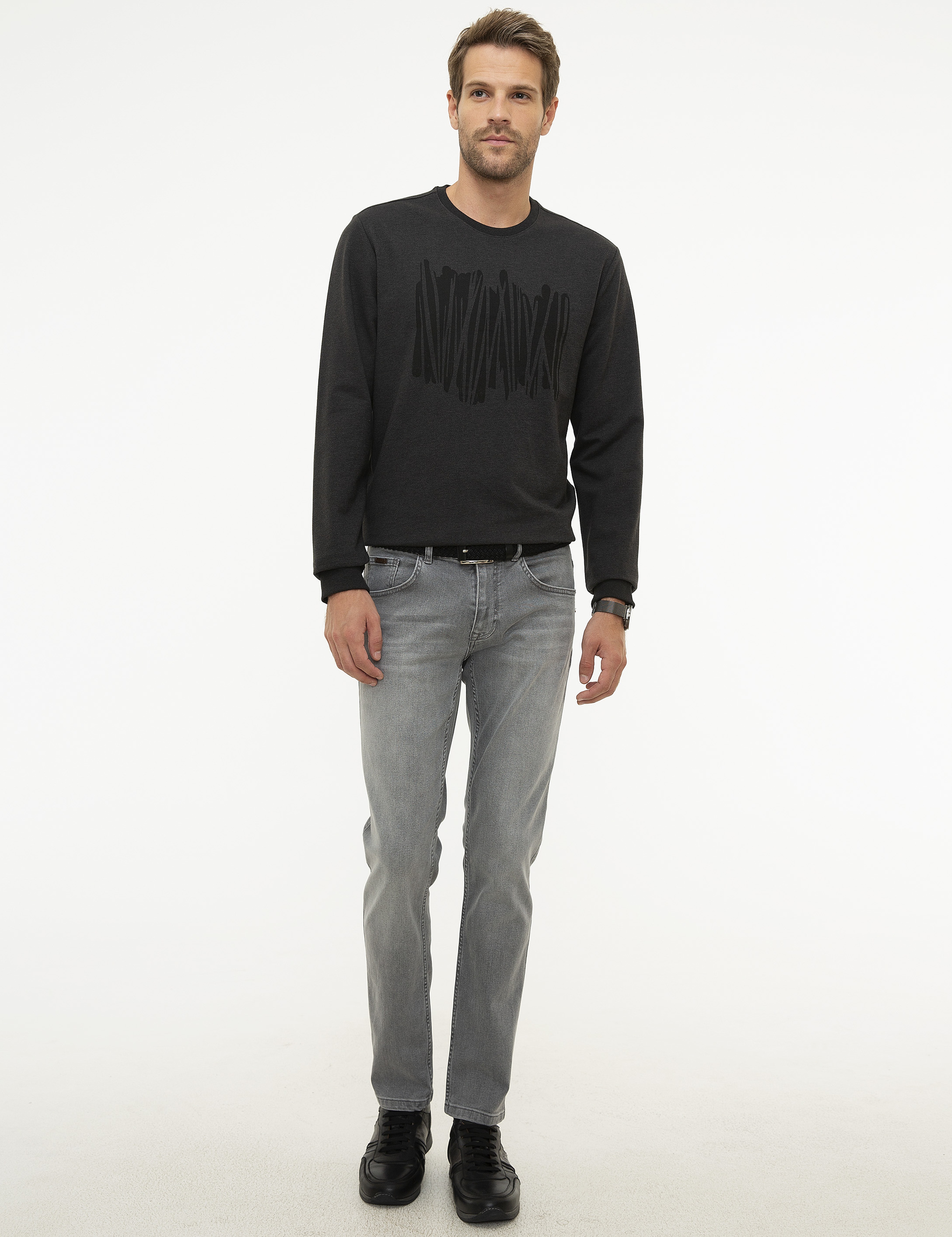 Antrasit Melanj Standart Fit Sweatshirt - Image 5